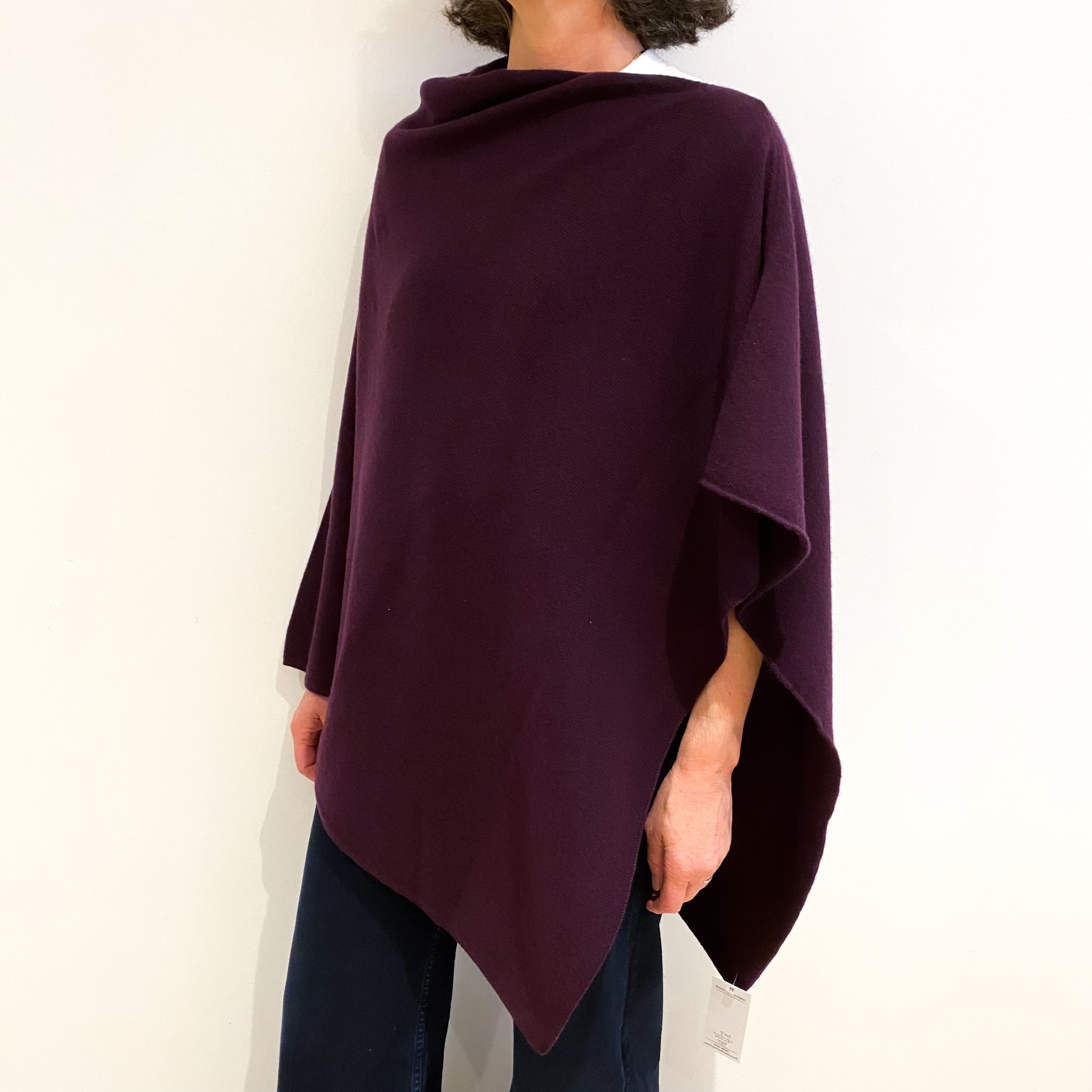 Brand New Scottish Aubergine Cashmere Poncho One Size