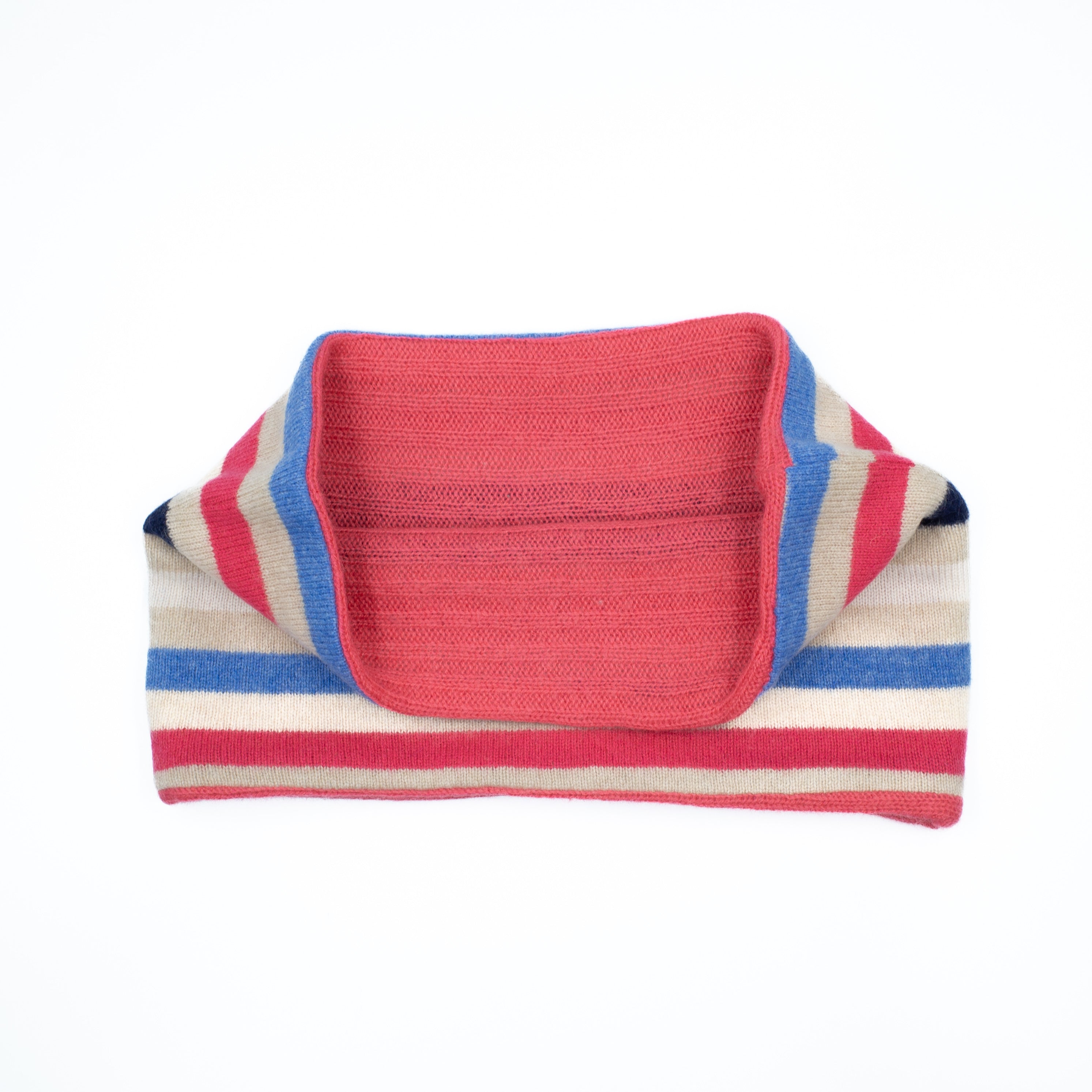 Camel, Pink and Blue Striped Neck Warmer