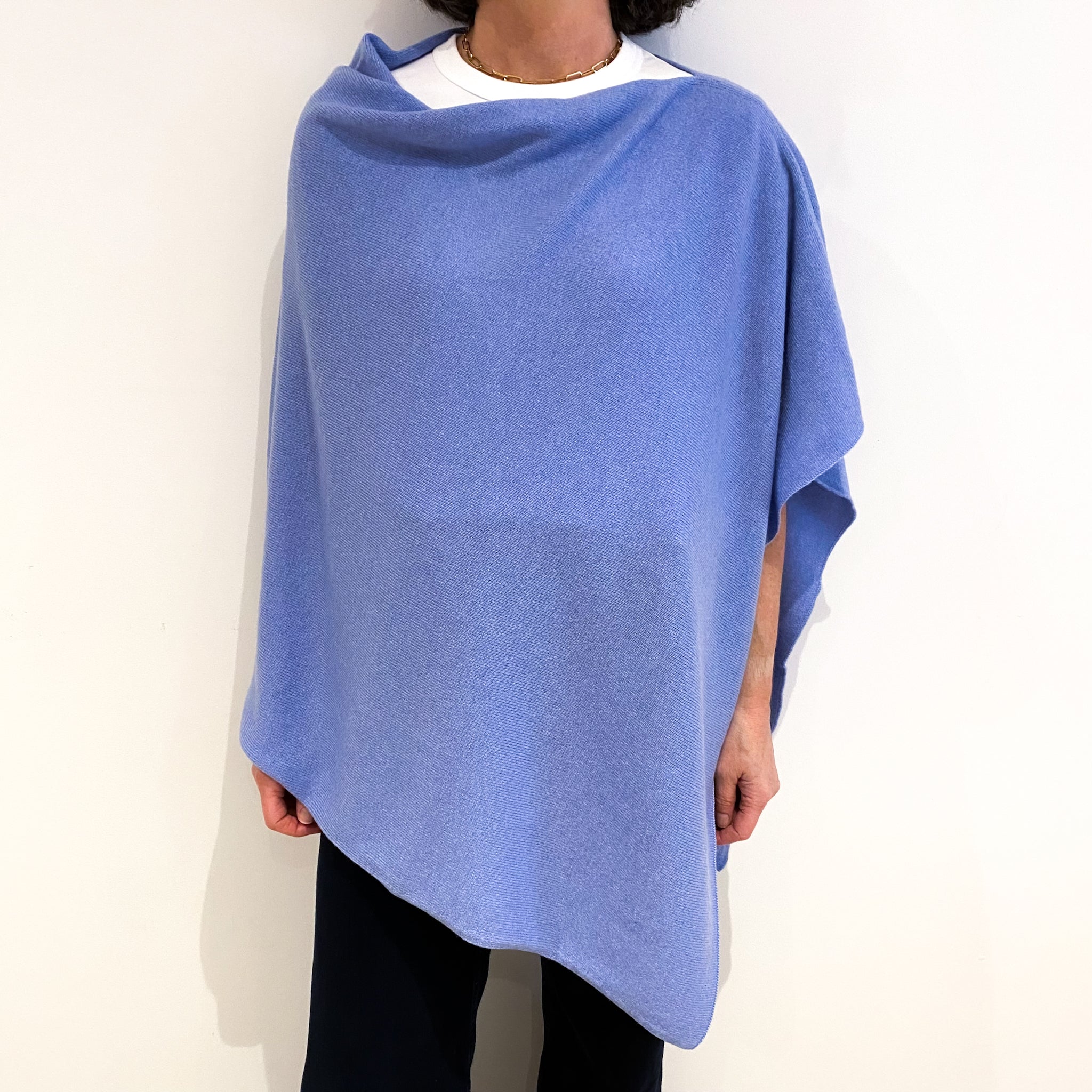 Brand New Scottish Sky Blue Cashmere Poncho One Size