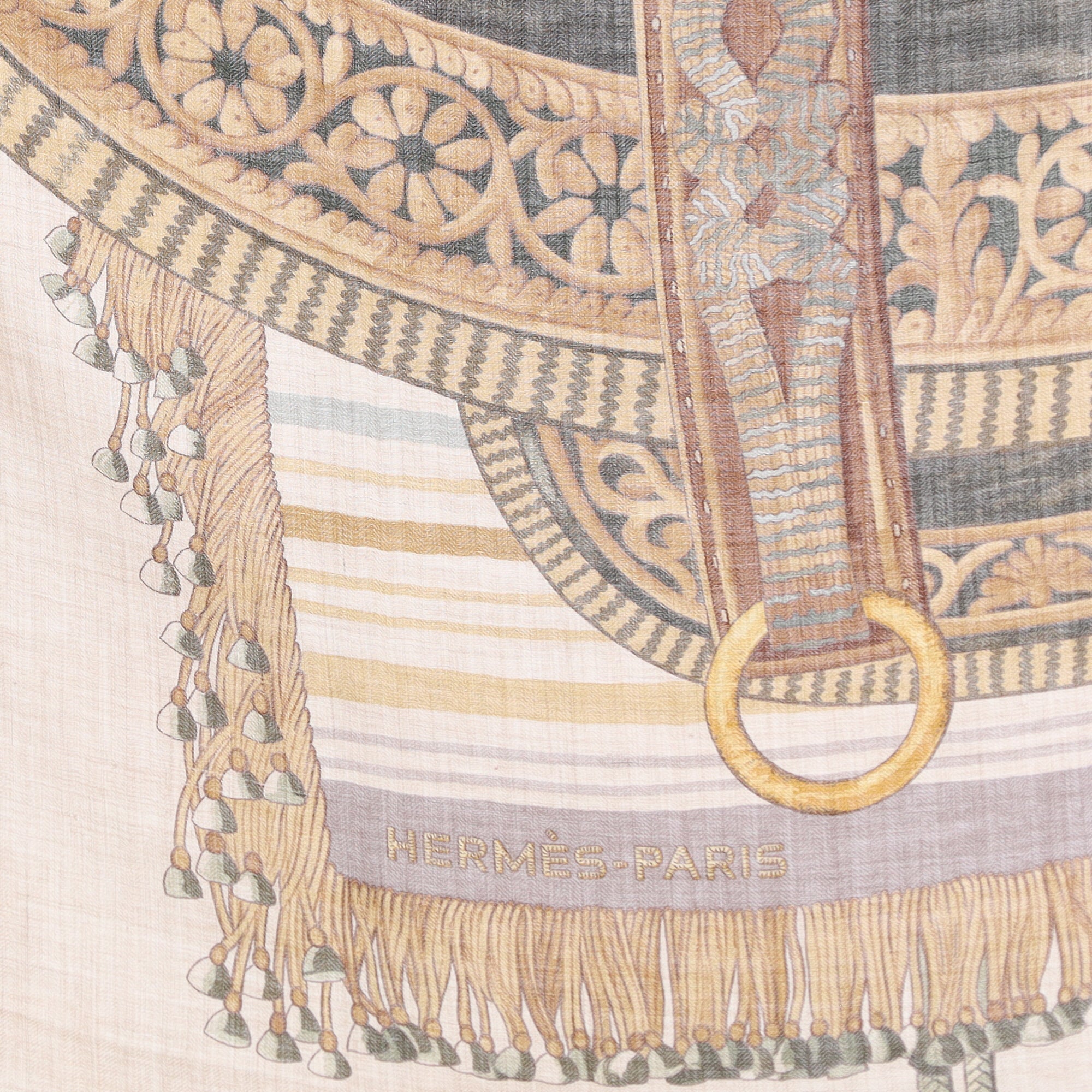 Hermès Selle D’apparat Marocaine 140 Silk & Cashmere Shawl Quite Rare