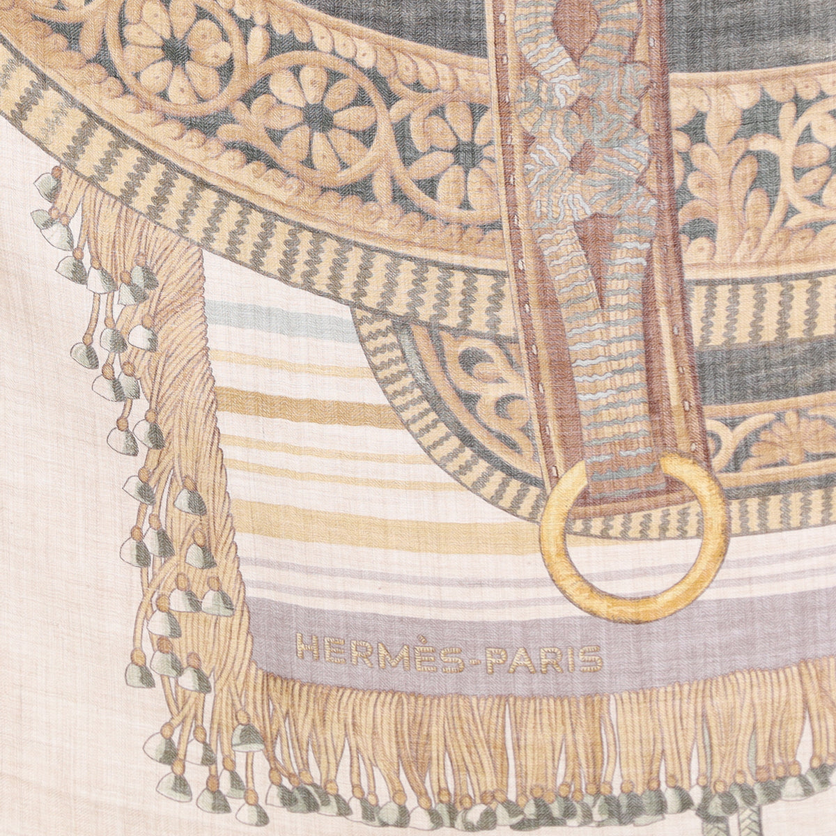 Hermès Selle D’apparat Marocaine 140 Silk & Cashmere Shawl Quite Rare