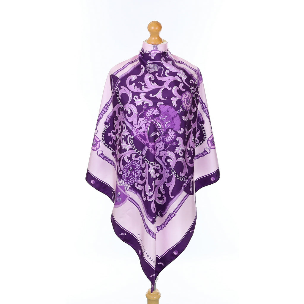 Brand New Aspinal Traditional Purple Silk Scarf
