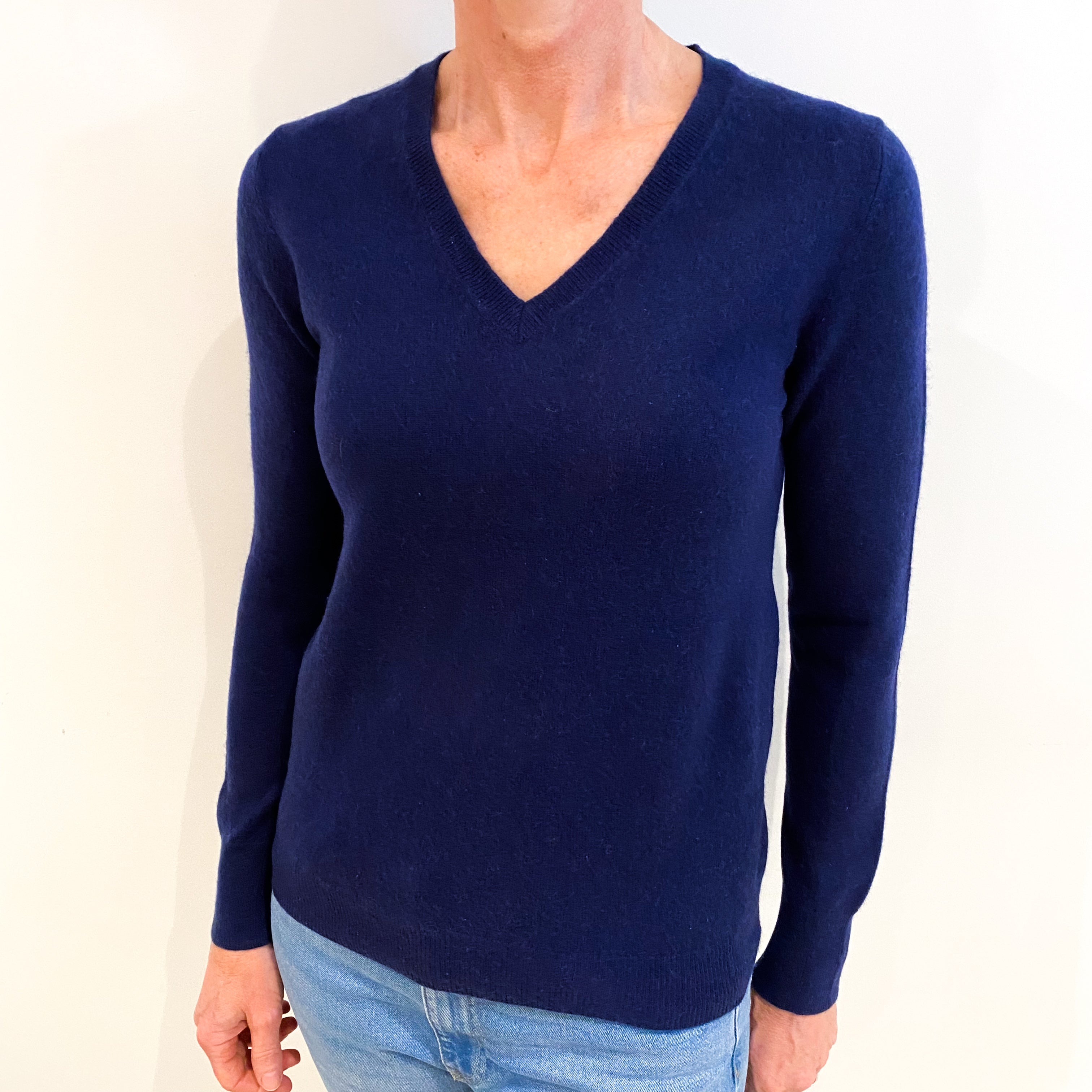 Navy Blue Cashmere Crew Neck Jumper Small