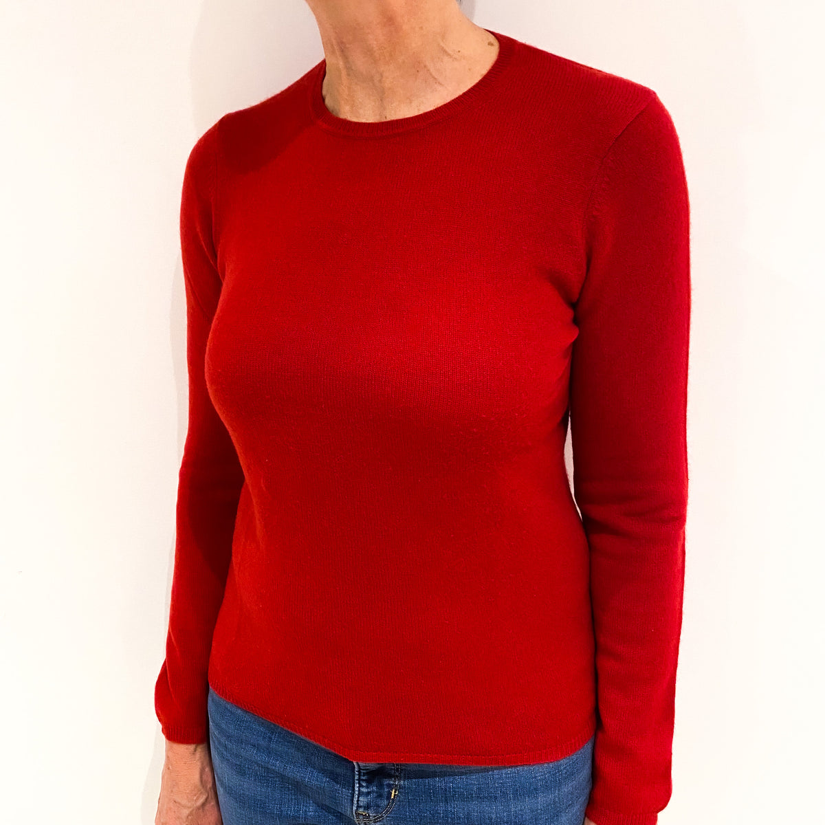Red Cashmere Crew Neck Jumper Medium