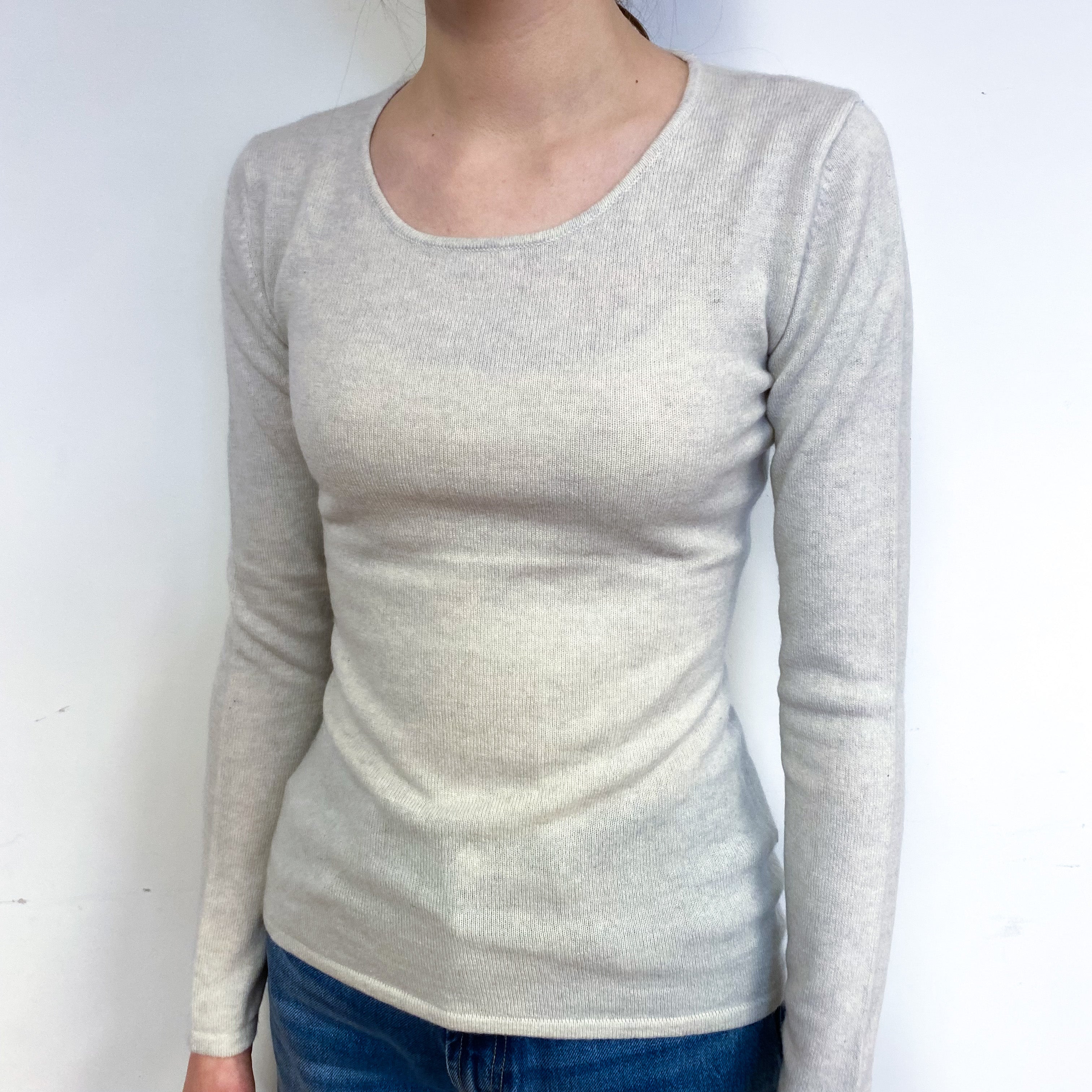 Frost Grey Cashmere Crew Neck Jumper Extra Small