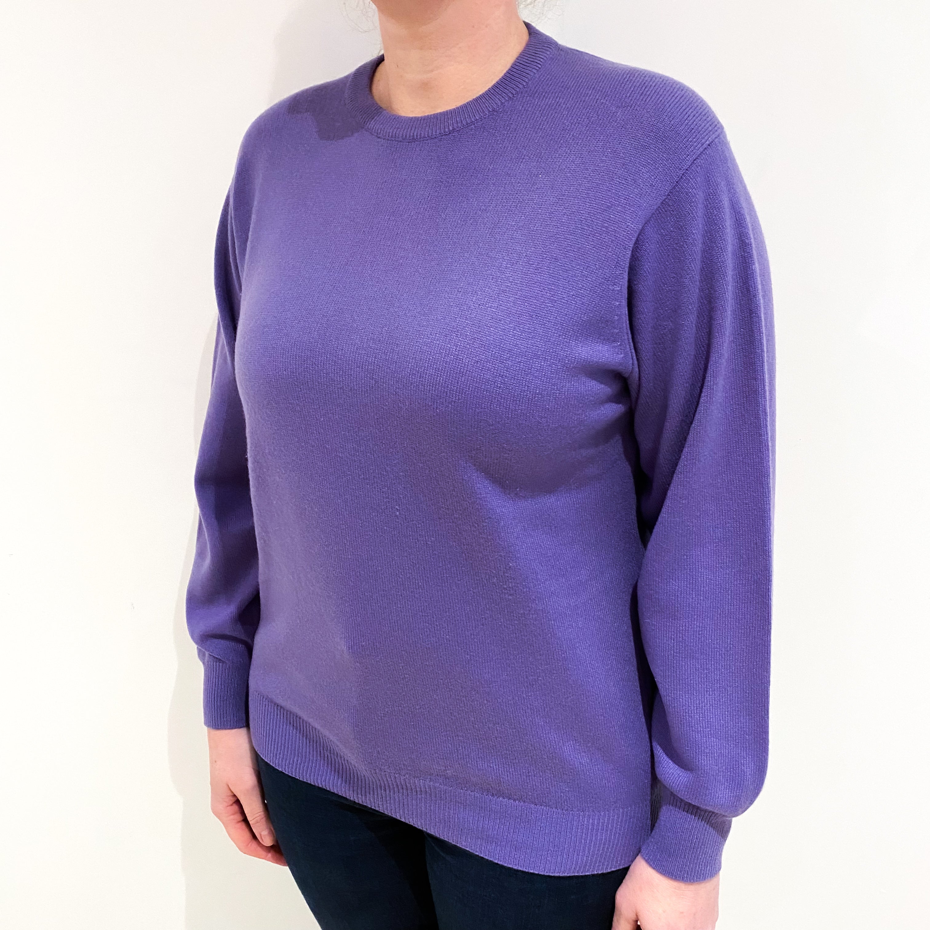 Periwinkle Purple Cashmere Crew Neck Jumper Large