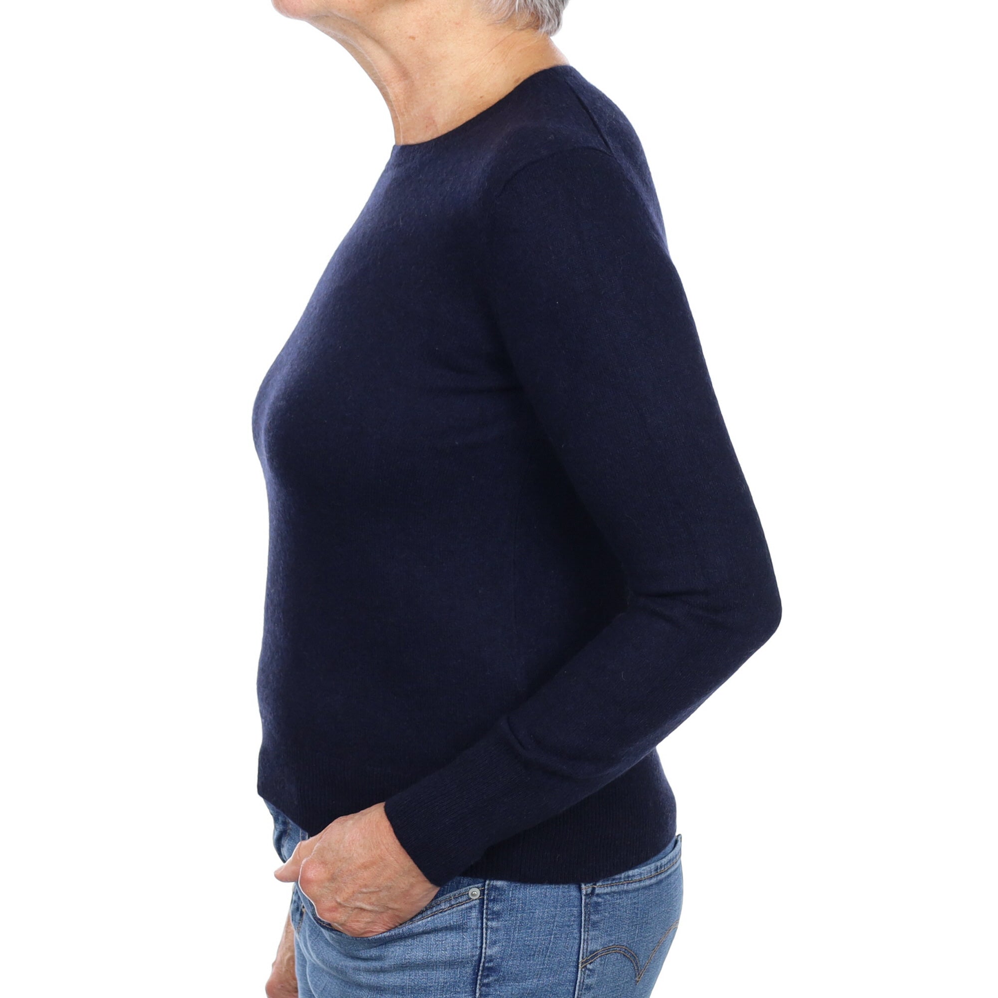 Navy Blue Cashmere Crew Neck Jumper Medium