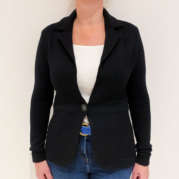 Black Jacket Style Cashmere Cardigan Large