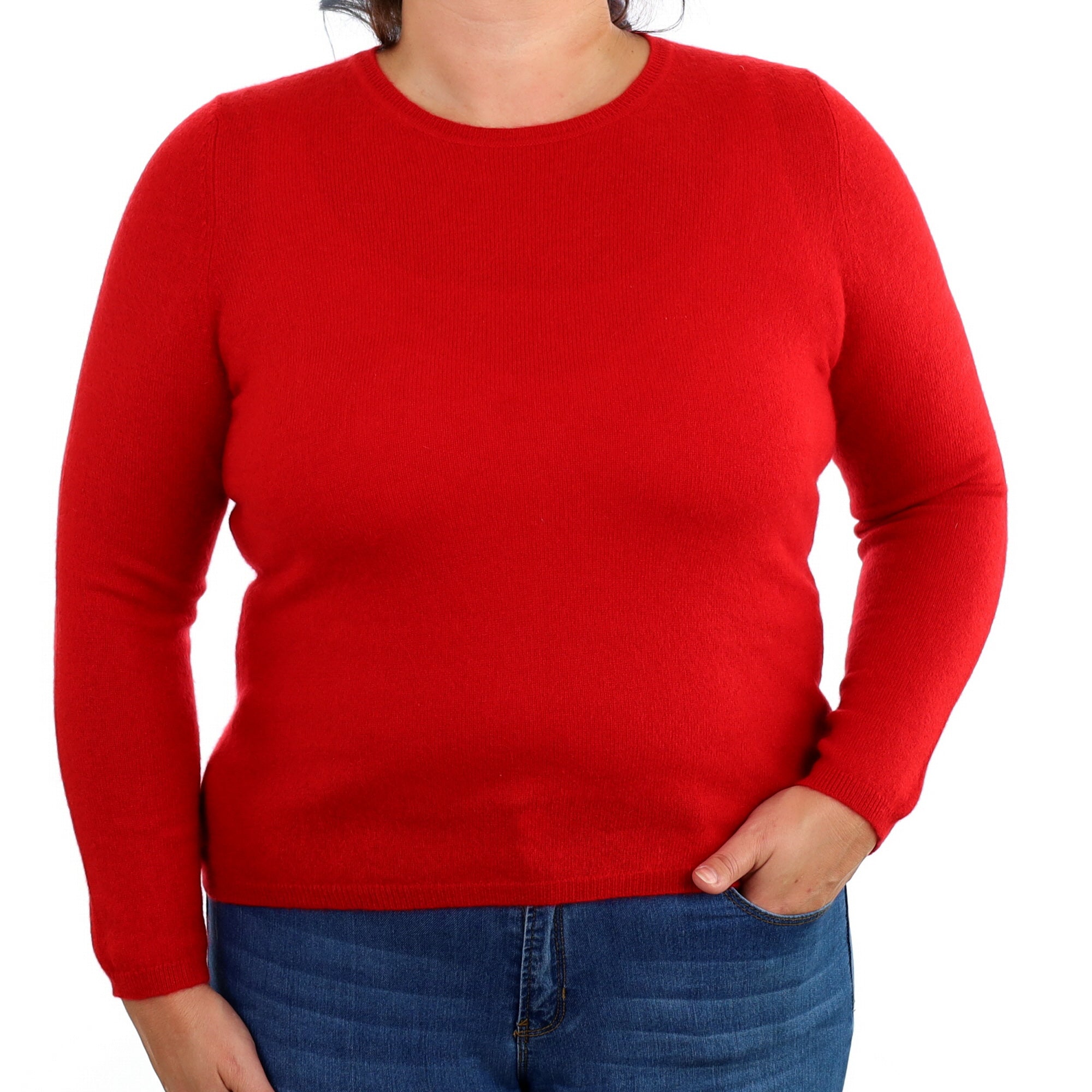 Post Box Red Cashmere Crew Neck Jumper Large