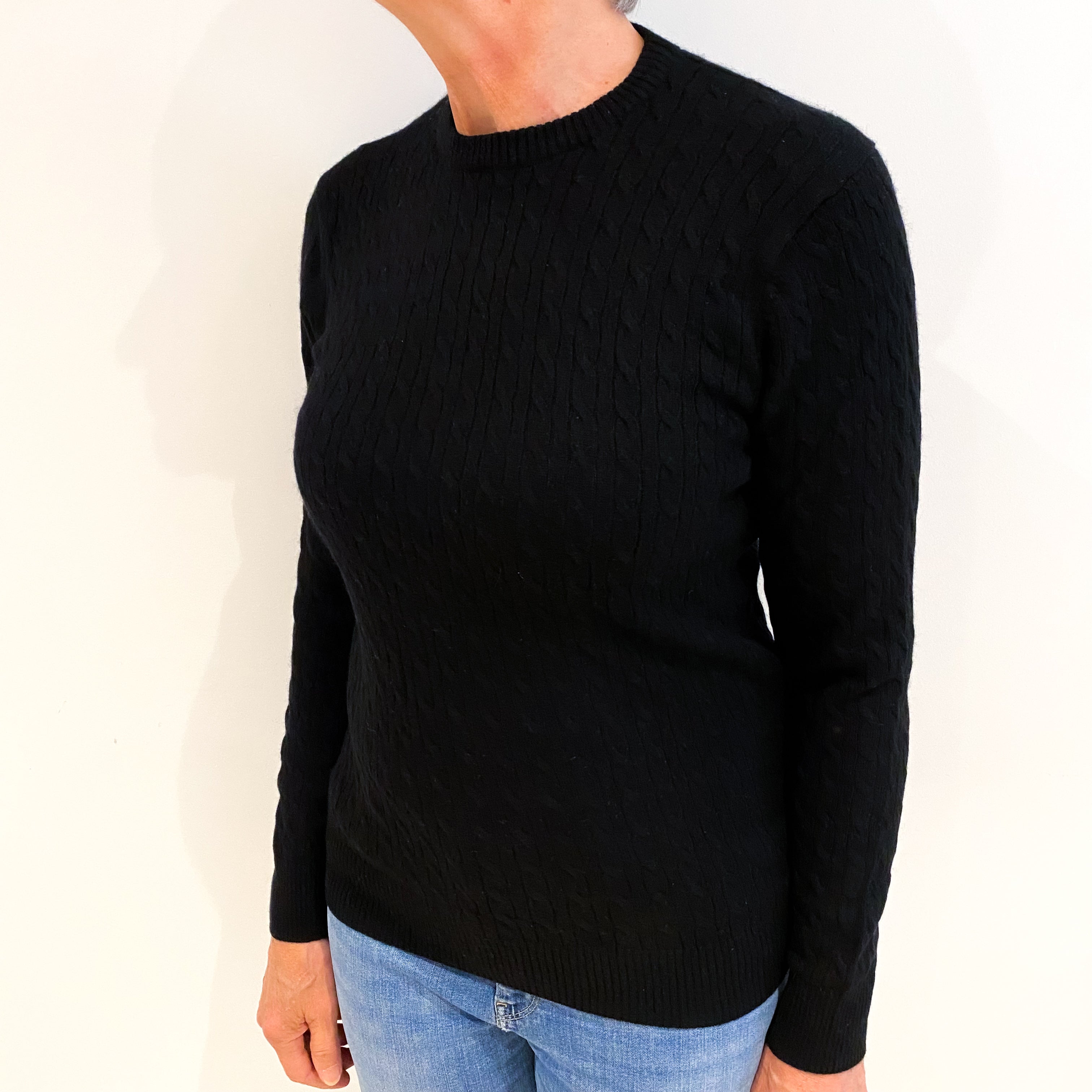 Black Cashmere Crew Neck Jumper Medium
