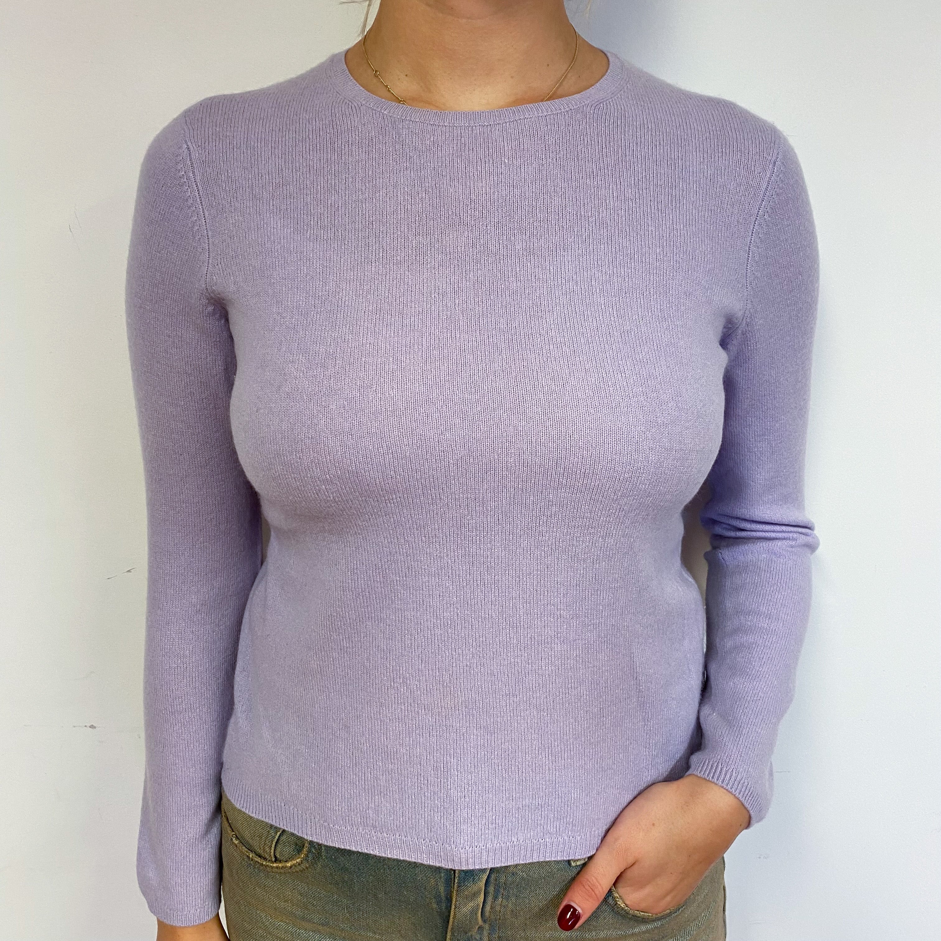 Pale Purple Cashmere Crew Neck Jumper Small/Petite