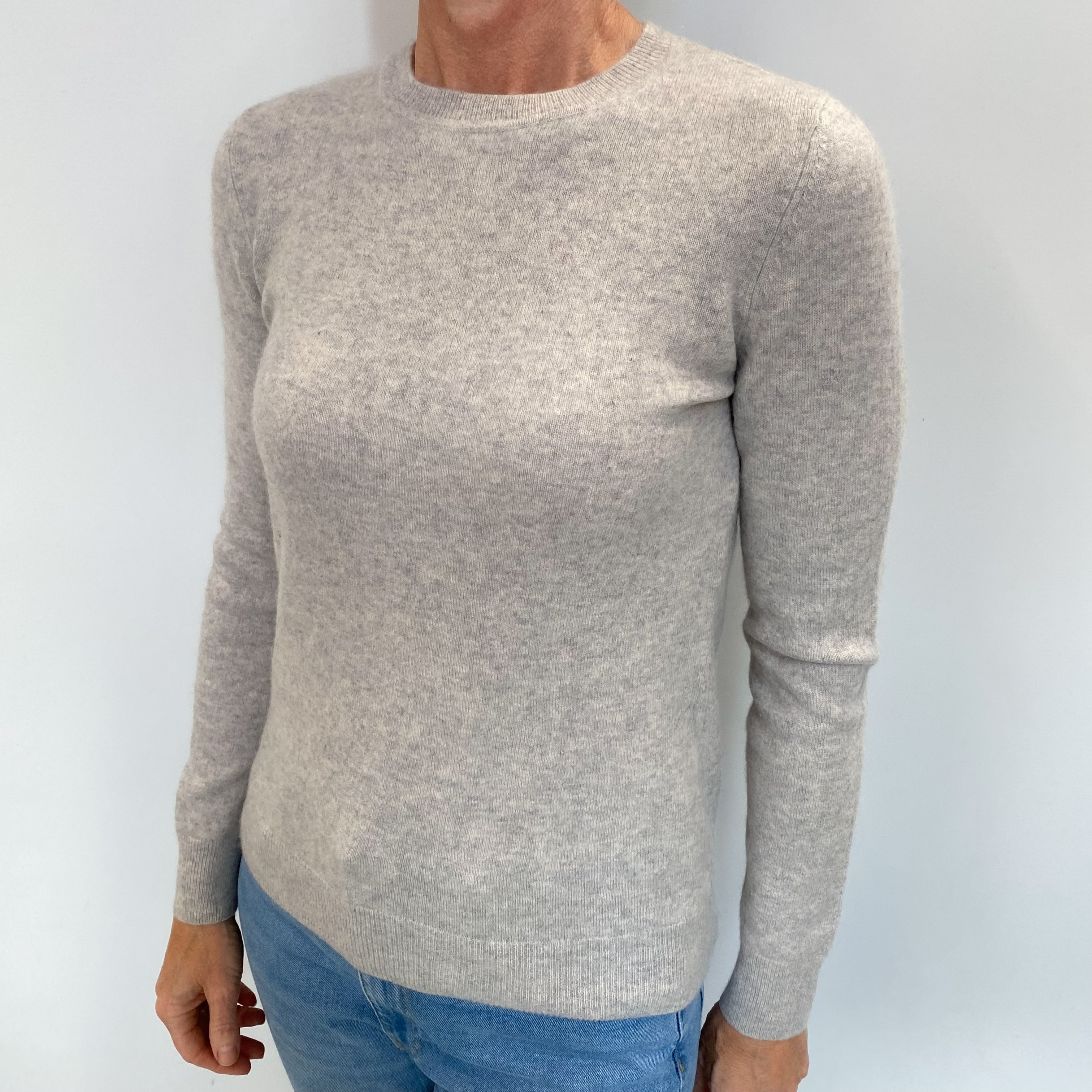 Mist Grey Cashmere Crew Neck Jumper Small