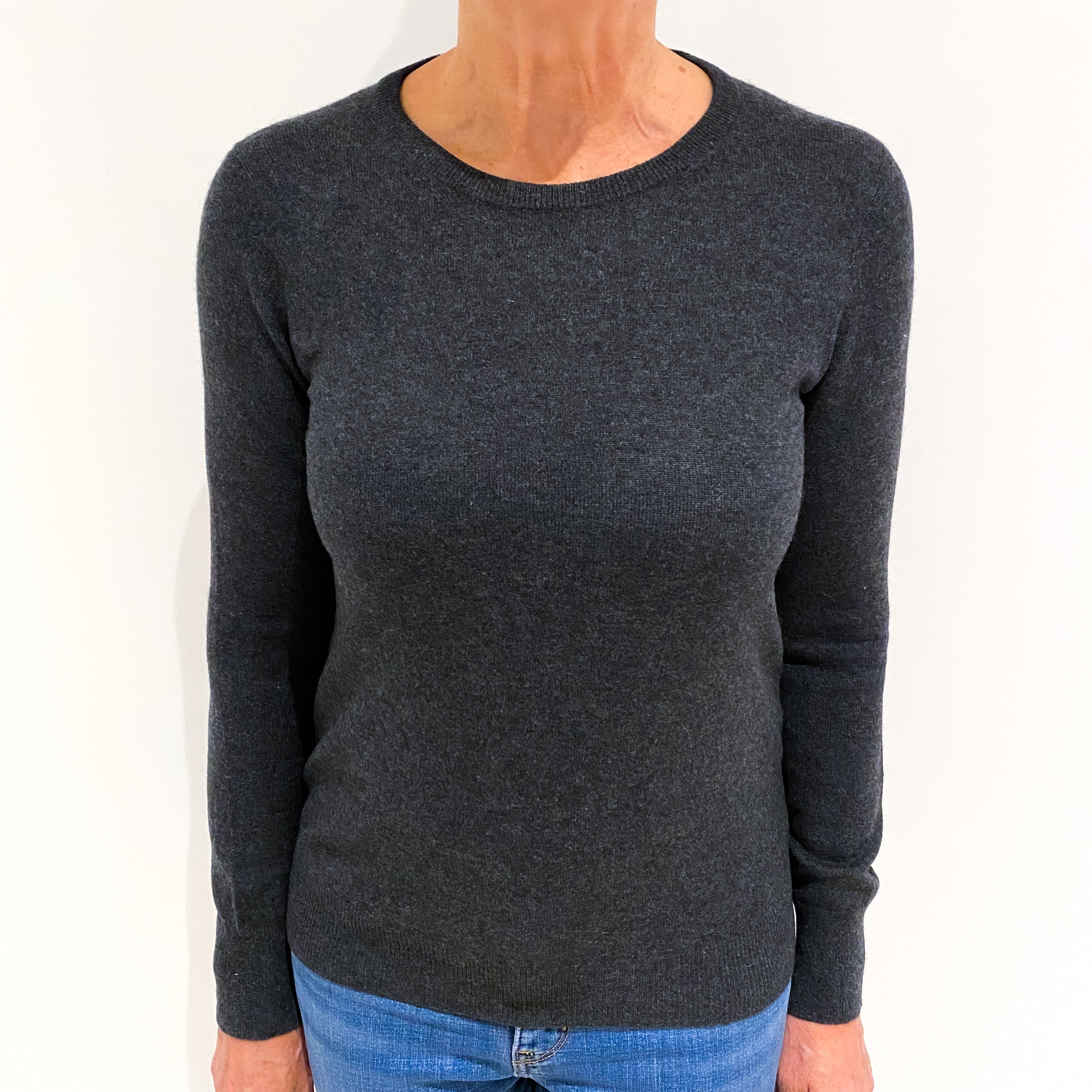 Charcoal Grey Cashmere Crew Neck Jumper Medium