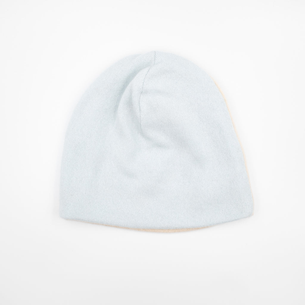 Pale Blue and Ivory Beanie Hat