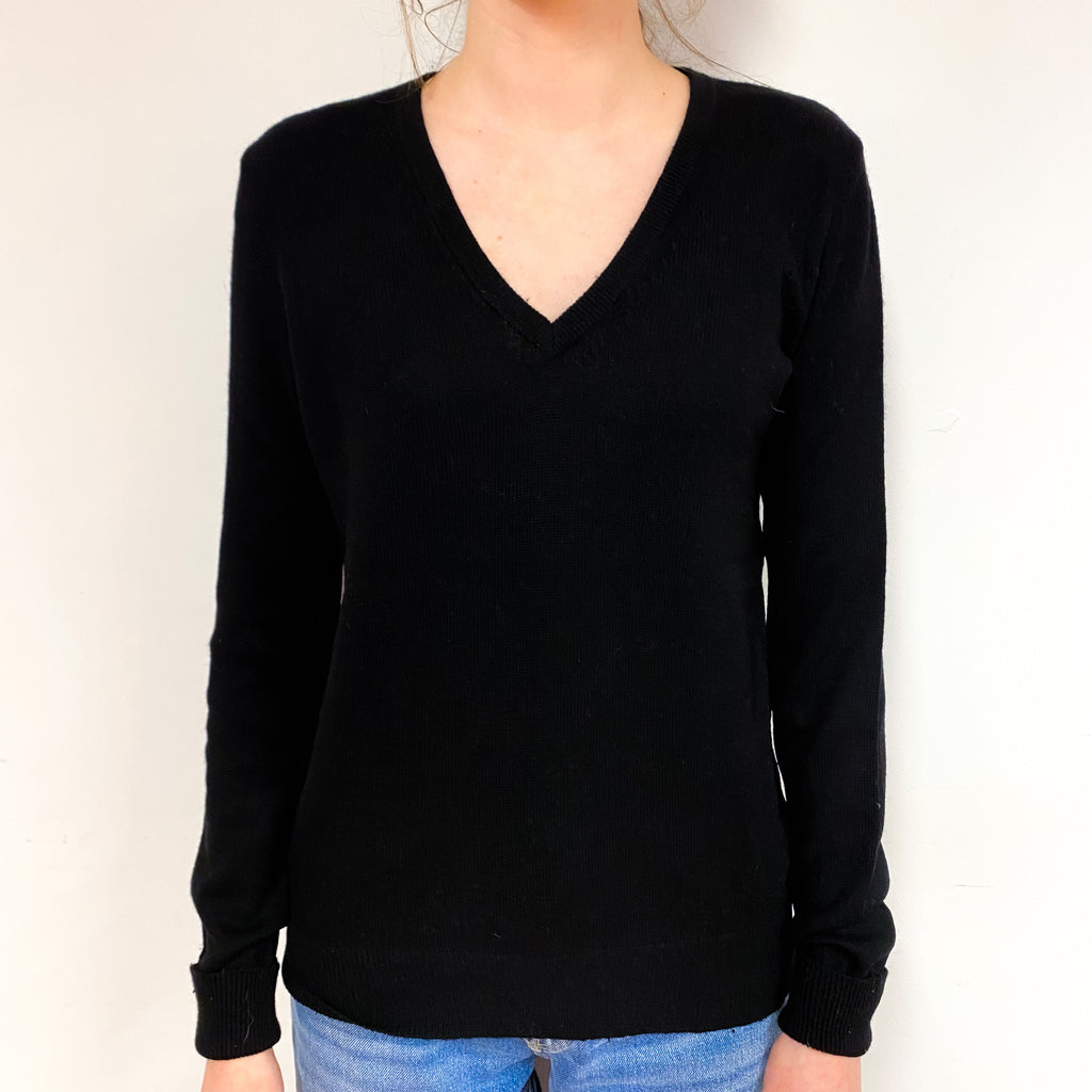 Black Cashmere V-Neck Jumper Extra Small