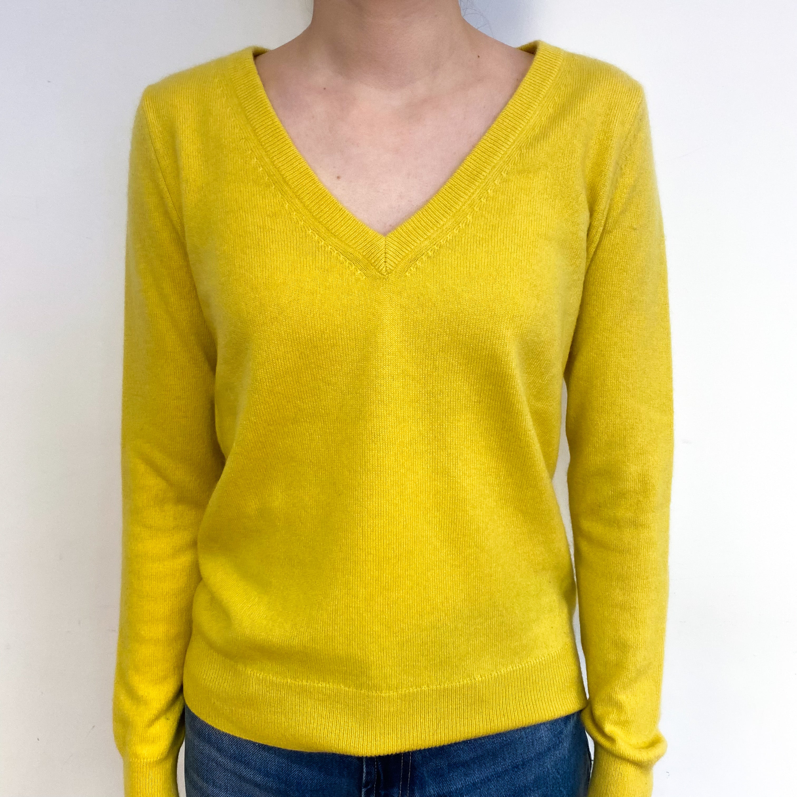 Sunflower Yellow Cashmere V-Neck Jumper Extra Small