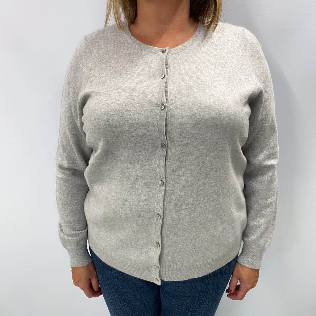 Mist Grey Cashmere Crew Neck Cardigan Extra Large