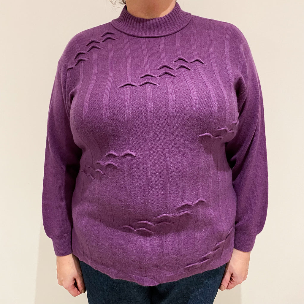 Vintage Plum Purple Cashmere Turtle Neck Jumper Extra Large