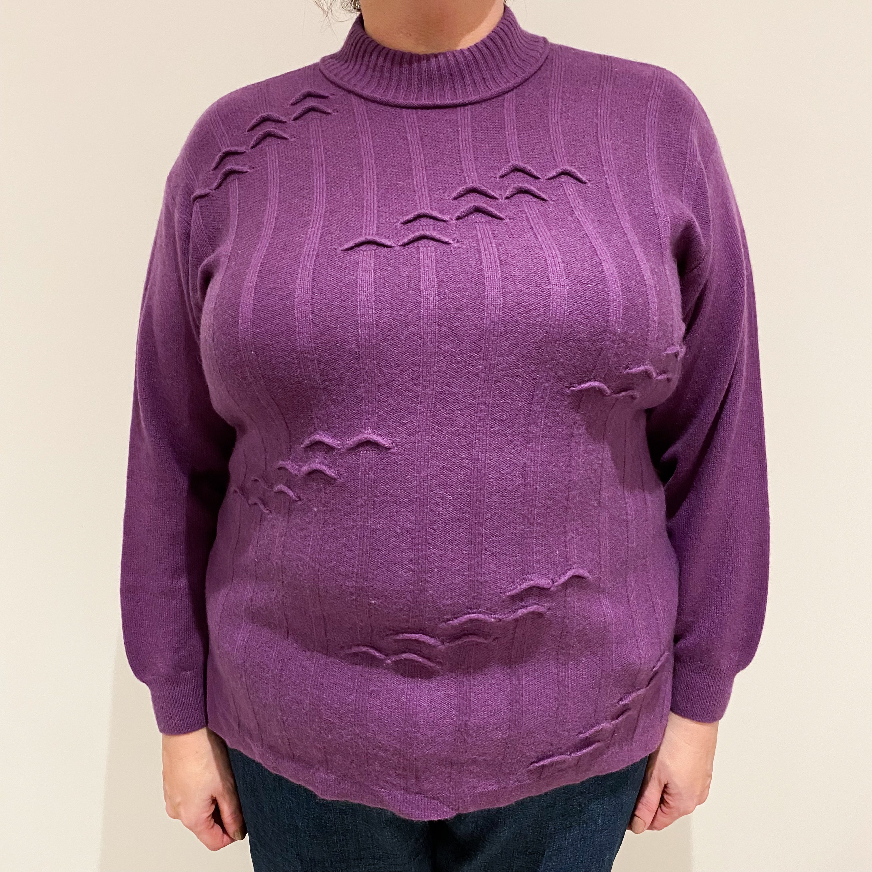 Vintage Plum Purple Cashmere Turtle Neck Jumper Extra Large