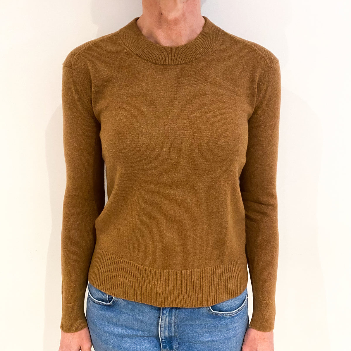 Everlane Butterscotch Brown Cashmere Crew Neck Jumper Small