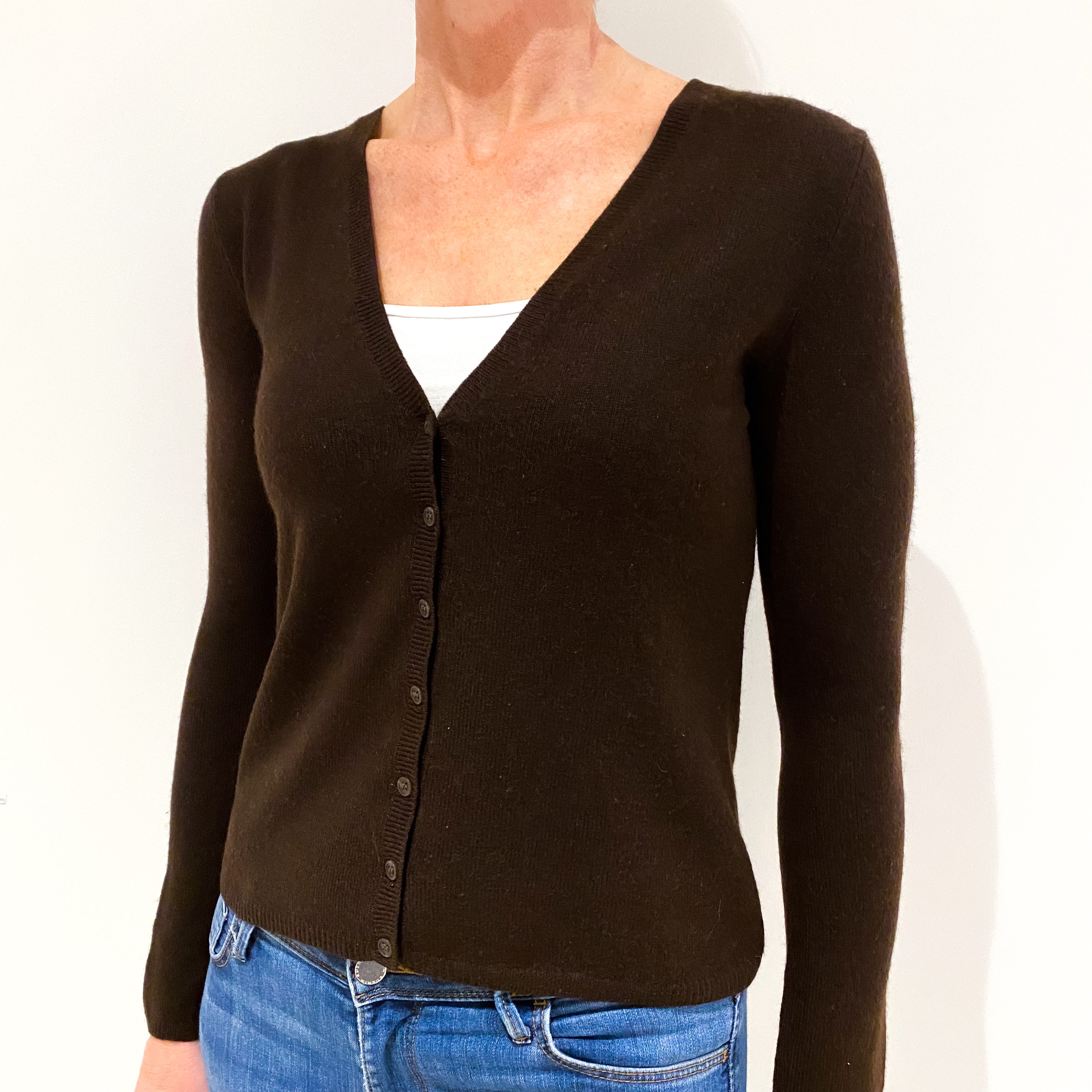 Peppercorn Brown Cashmere Cardigan Small