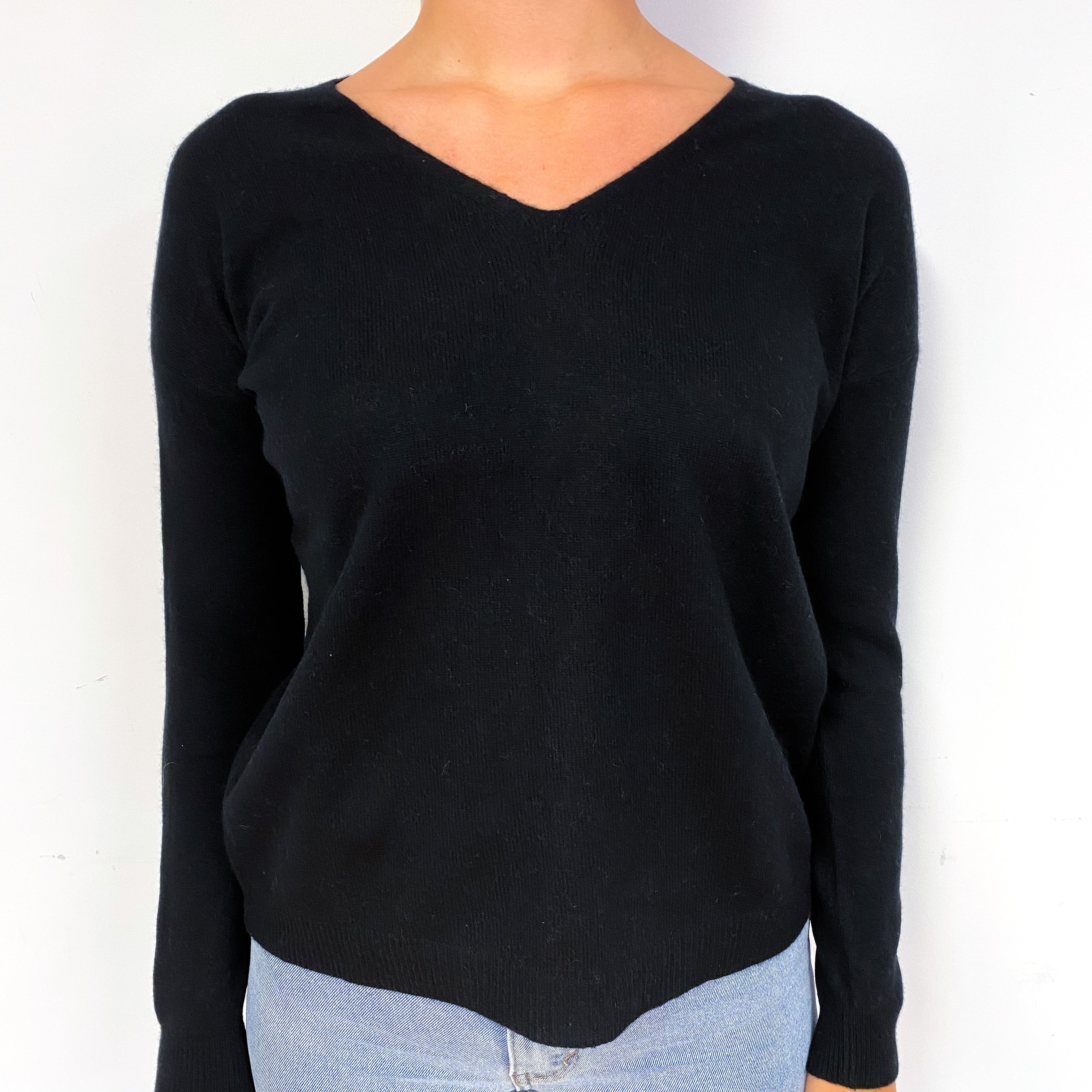 Black Slouchy Cashmere V-Neck Jumper Small