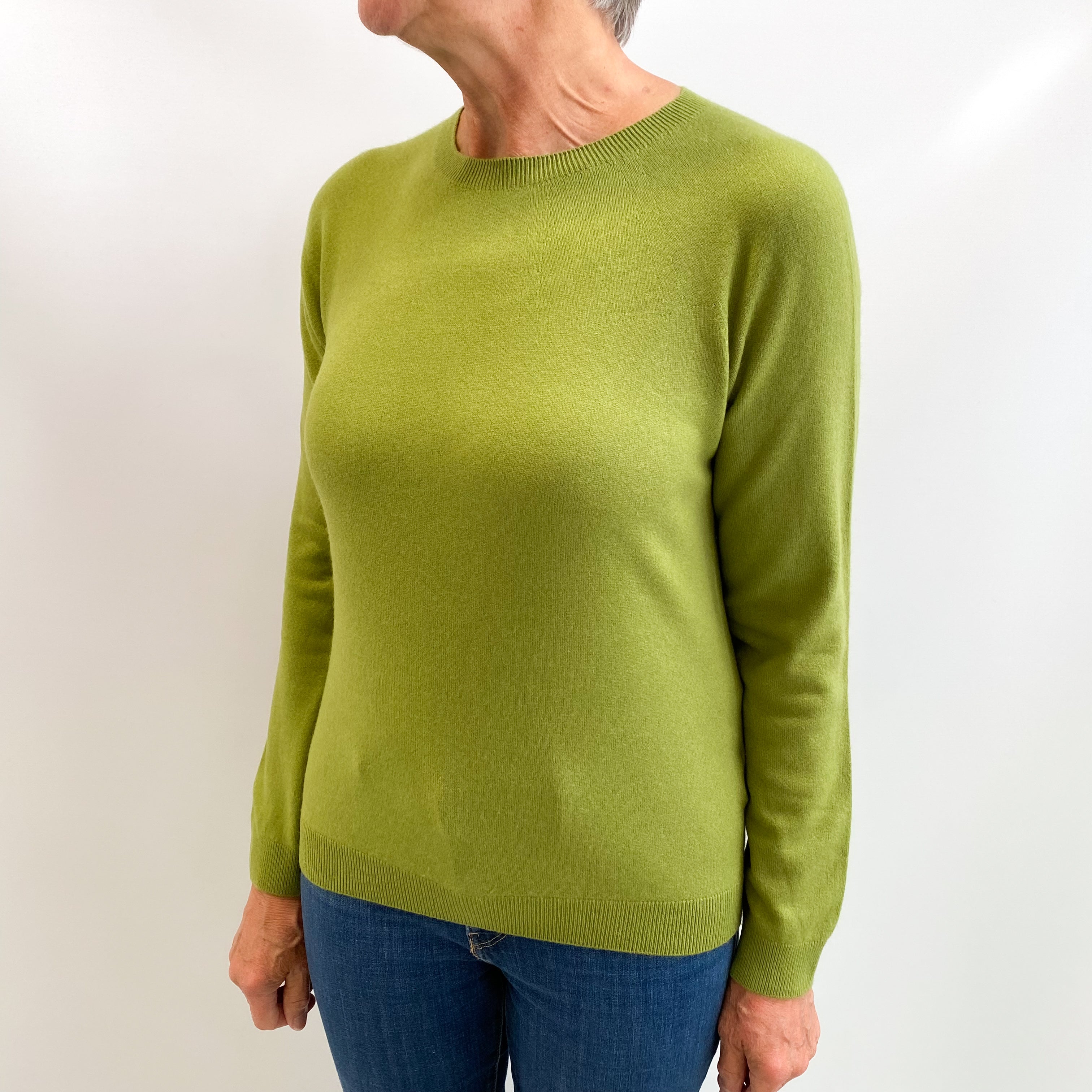 Moss Green Cashmere Crew Neck Jumper Medium