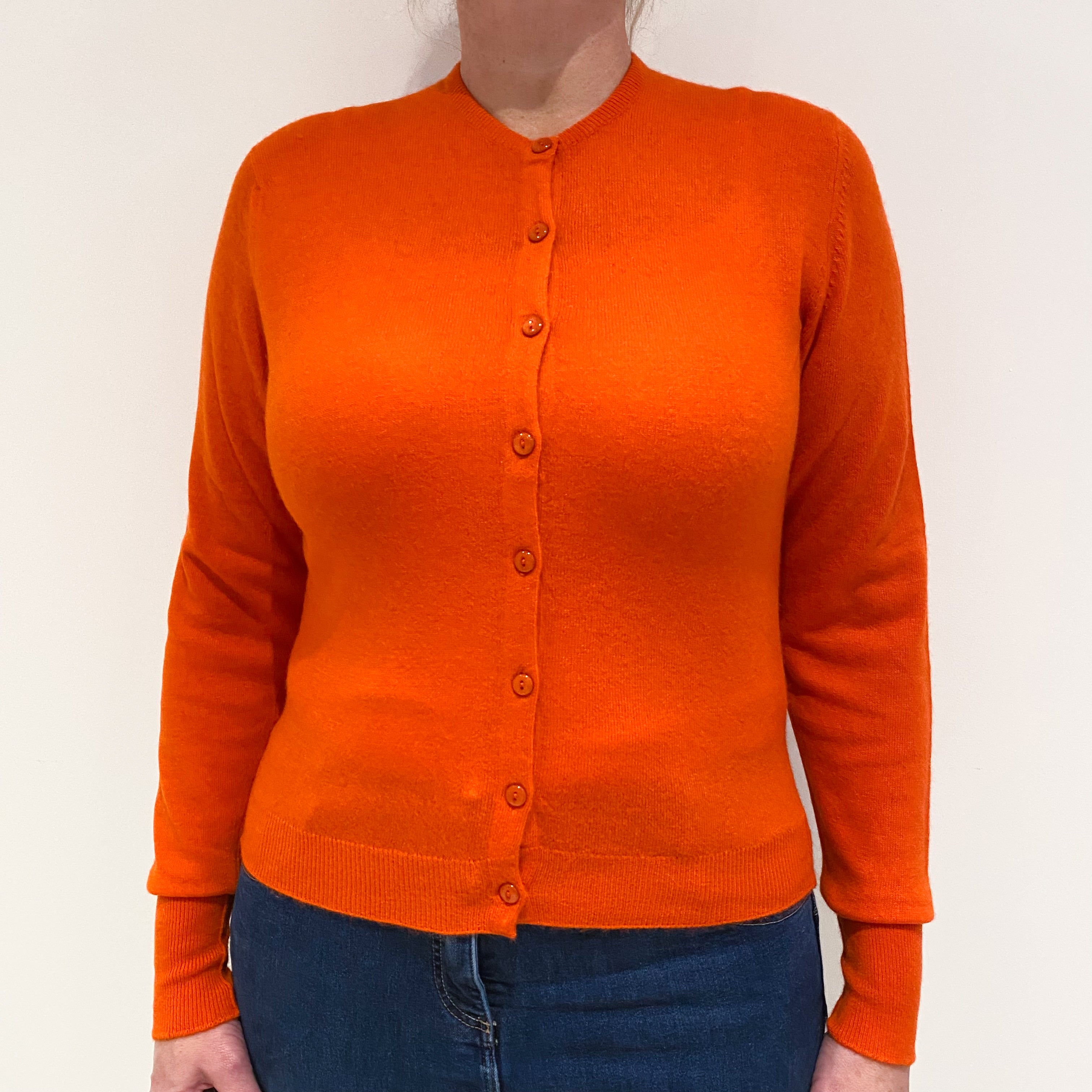 Tangerine Orange Cashmere Cardigan Large