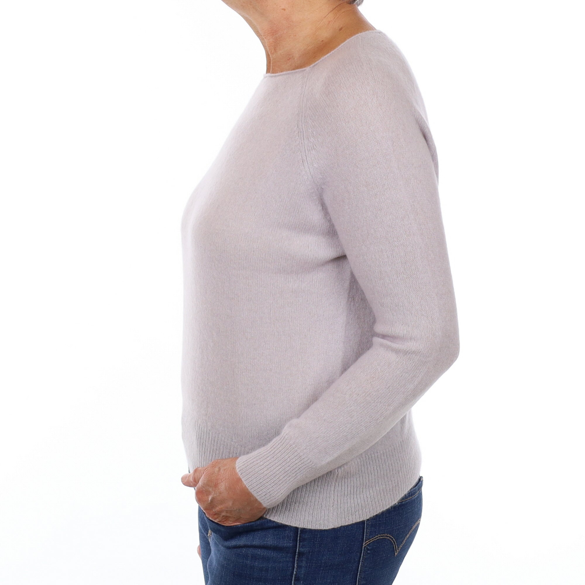 Thistle Purple Cashmere Crew Neck Jumper Medium