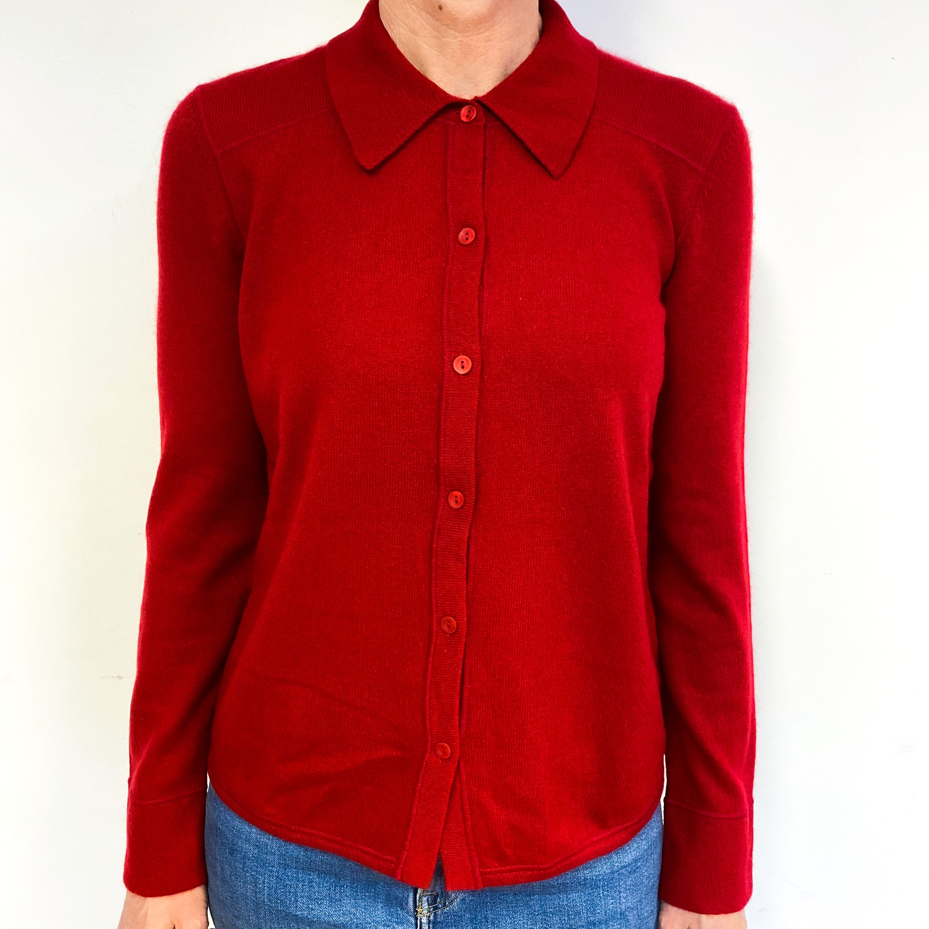 Crimson Red Cashmere Cardigan Medium