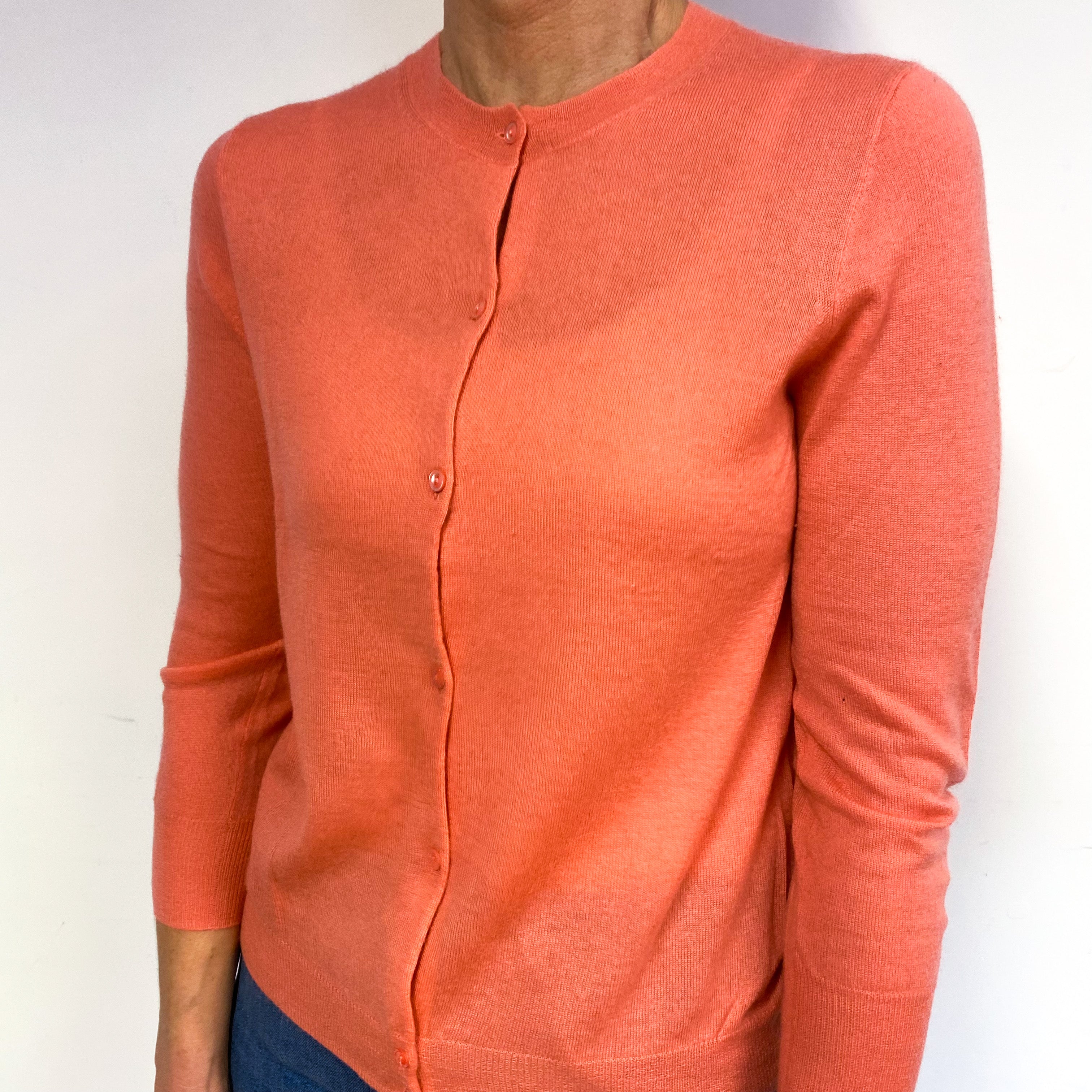 Coral Pink Cashmere Cardigan Medium