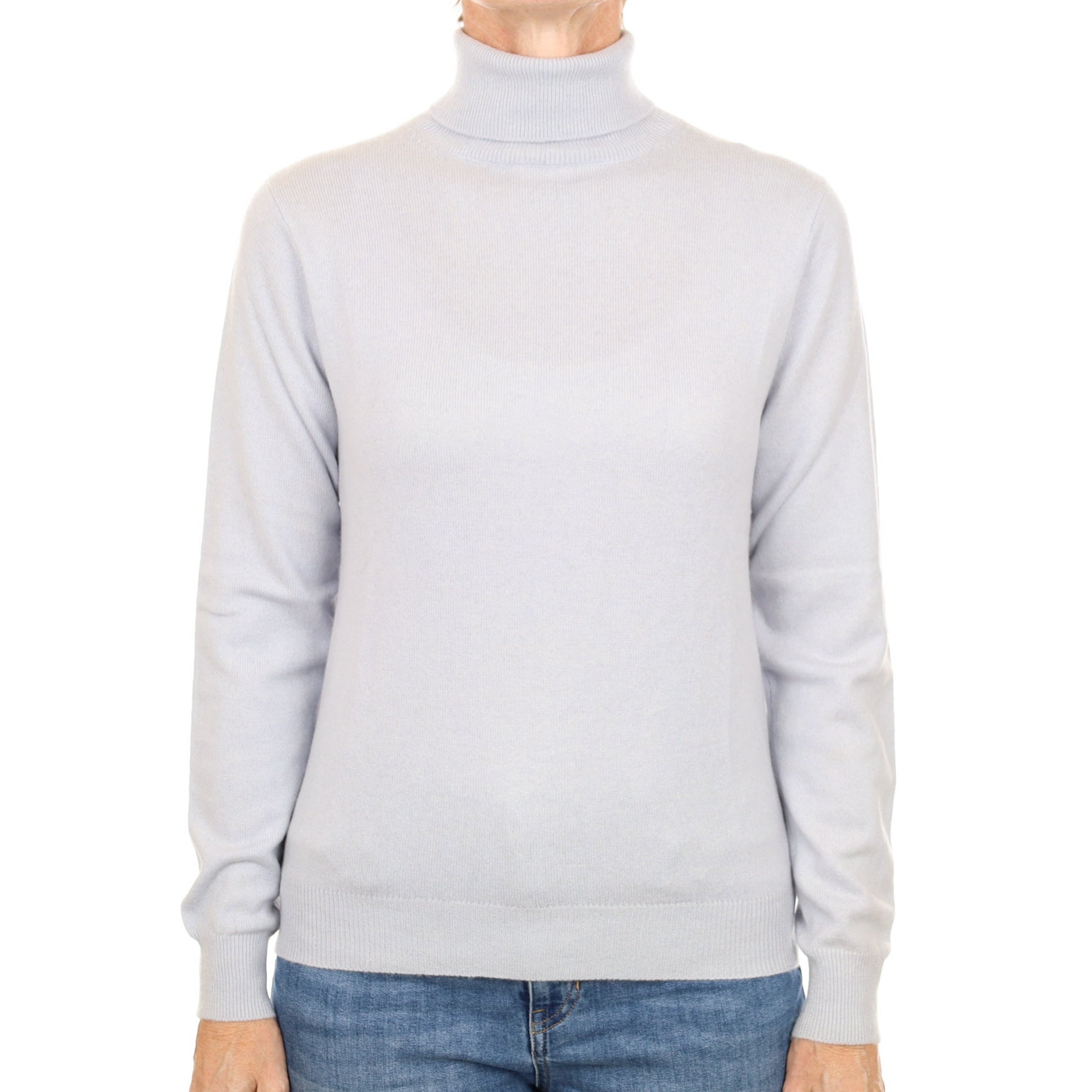 Baby Blue Cashmere Polo Neck Jumper Small