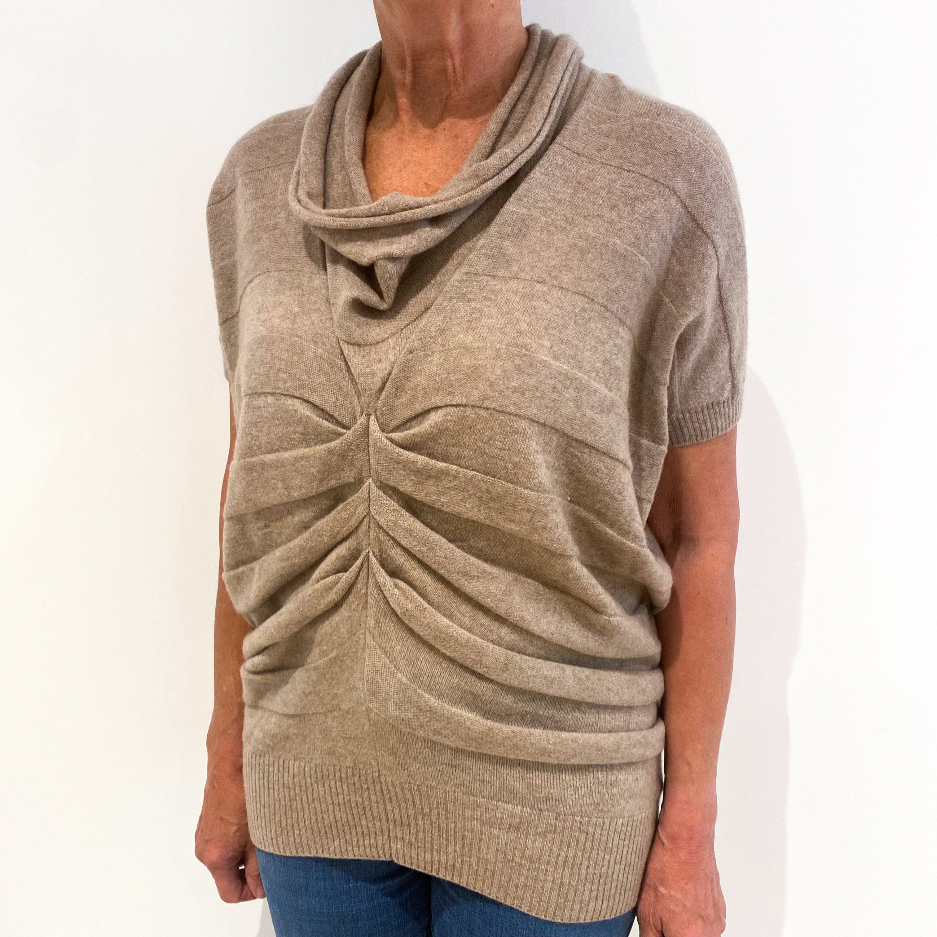 Taupe Brown Slouchy Batwing Cashmere Jumper Medium