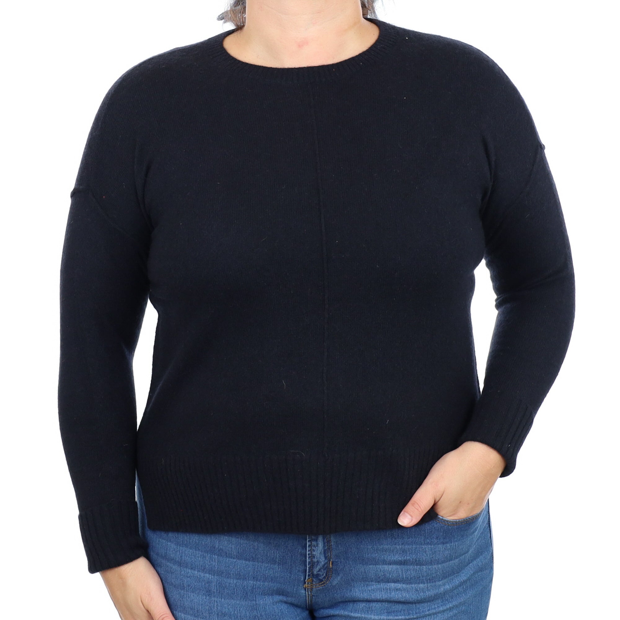 Black Cashmere Crew Neck Jumper Large