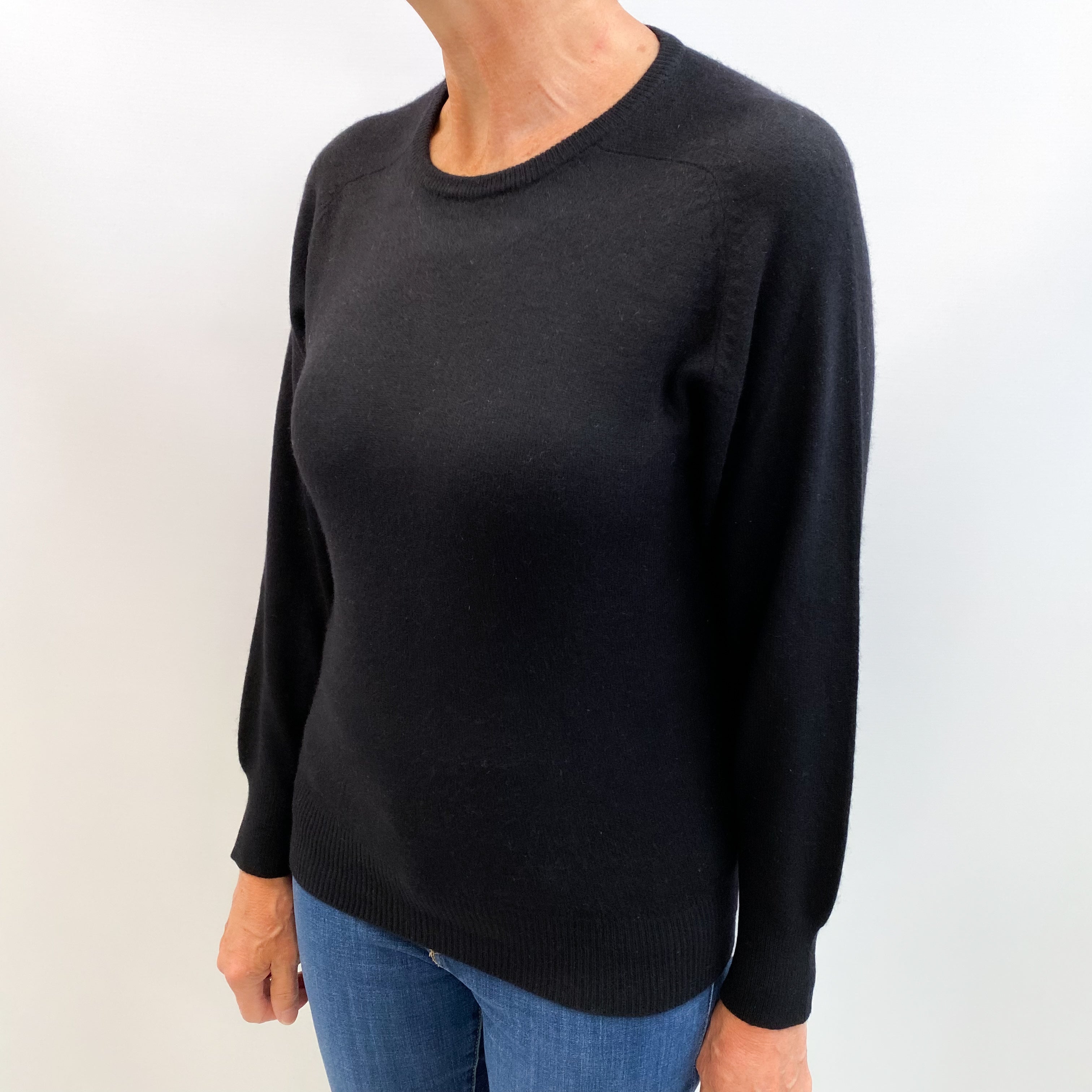 Black Cashmere Crew Neck Jumper Medium