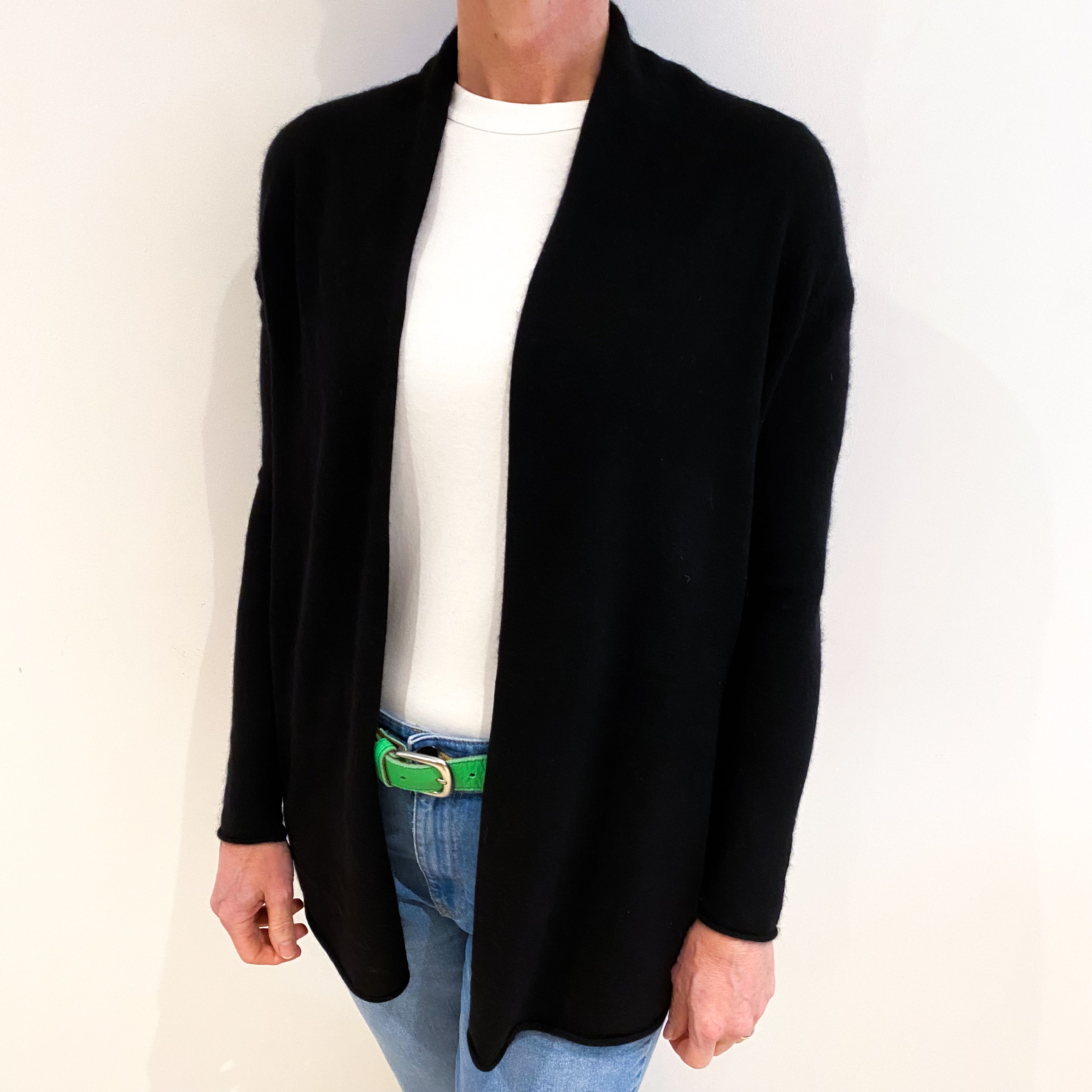 Black Cashmere Edge To Edge Cardigan Small