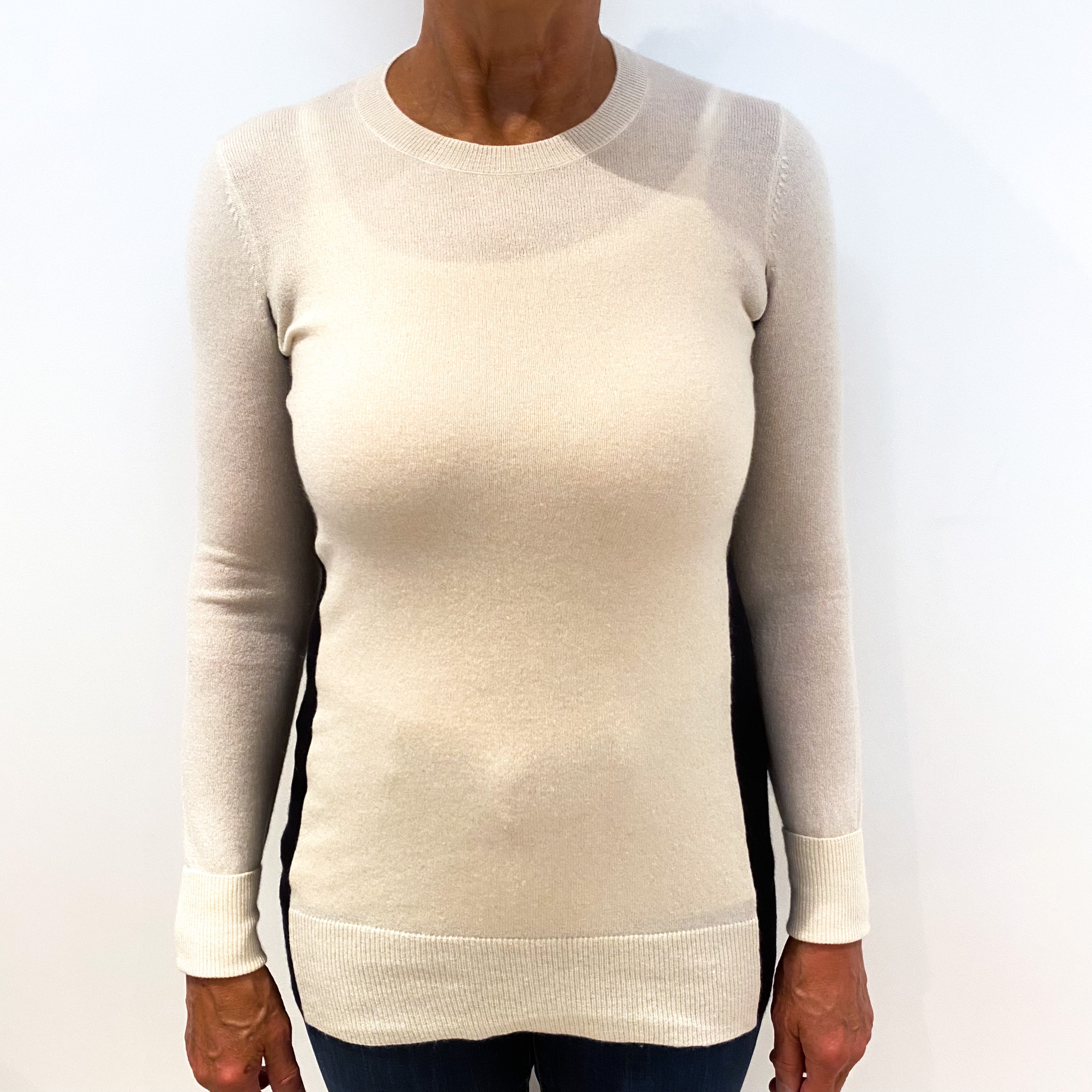 Vince Cream Cashmere Crew Neck Tunic Jumper Medium