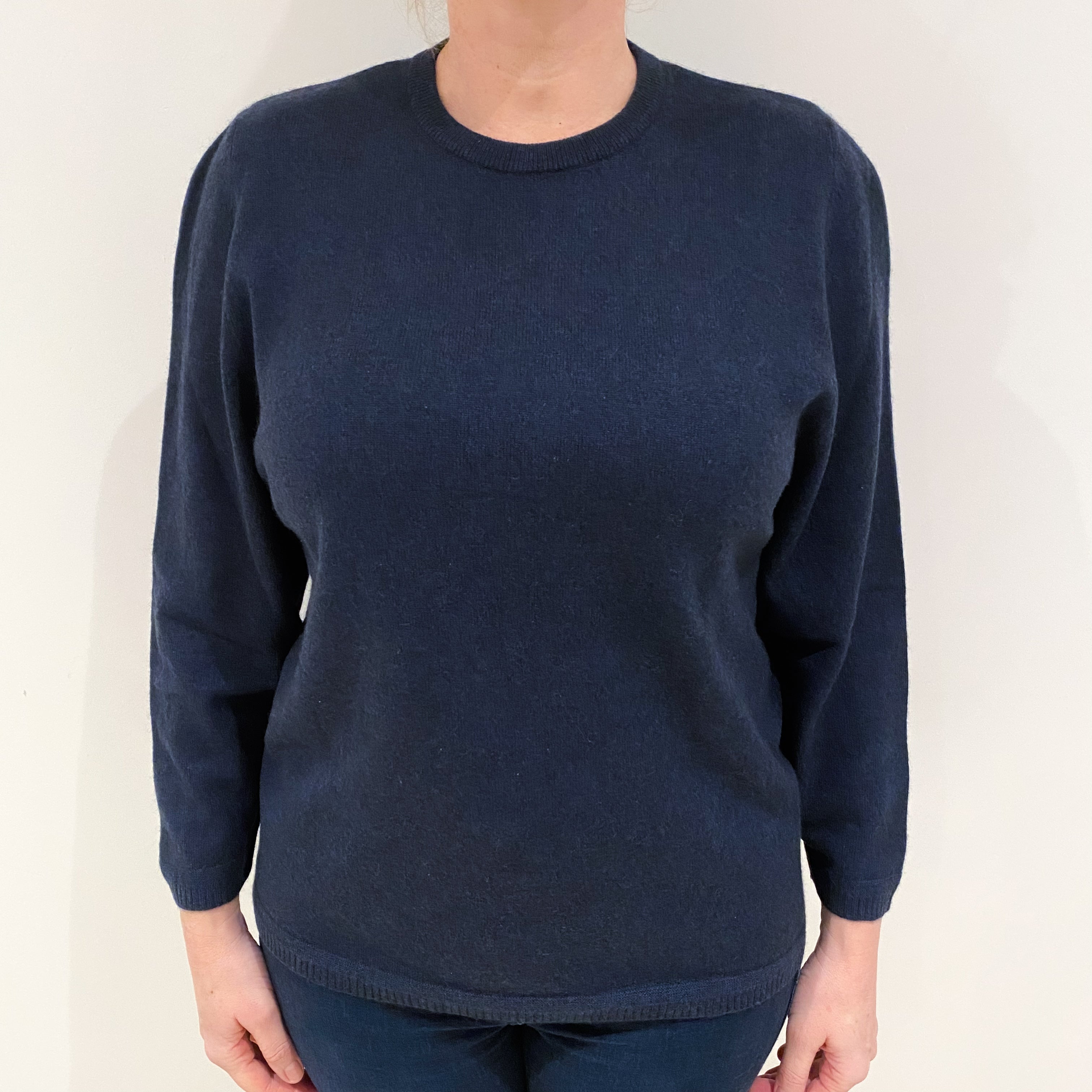 Midnight Blue Cashmere Crew Neck Jumper Large
