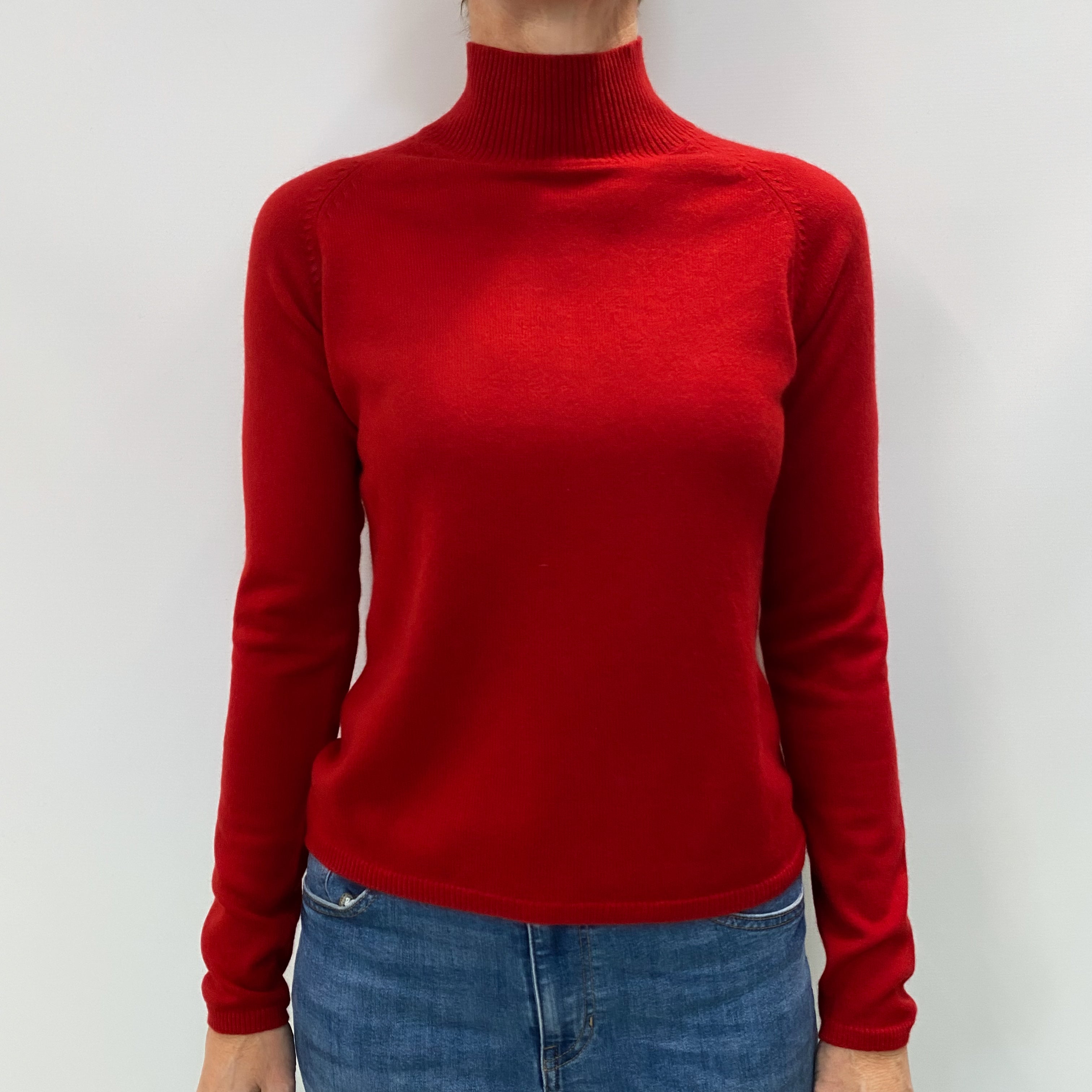 Scarlet Red Cashmere Turtle Neck Jumper Small
