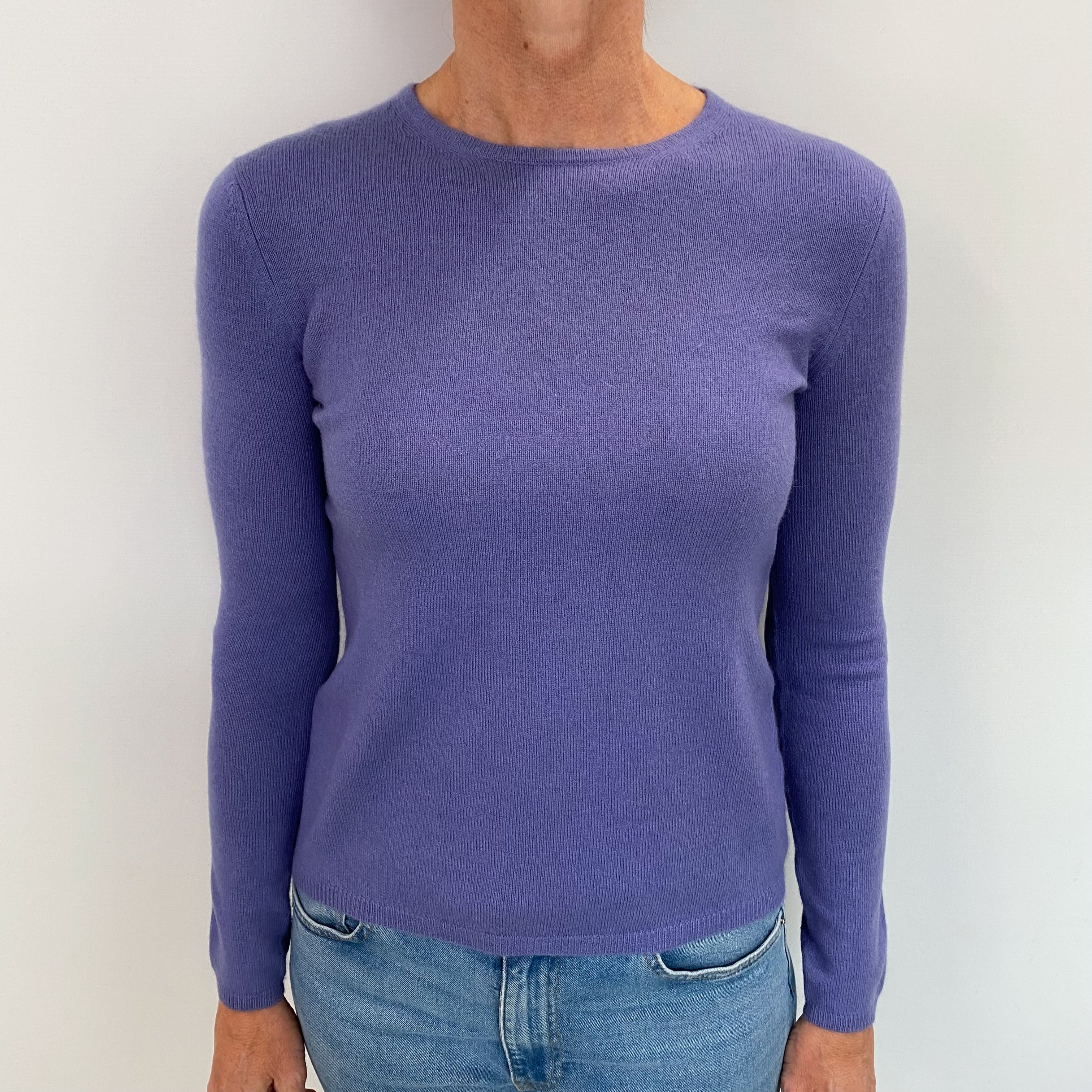 Amethyst Purple Cashmere Crew Neck Jumper Small