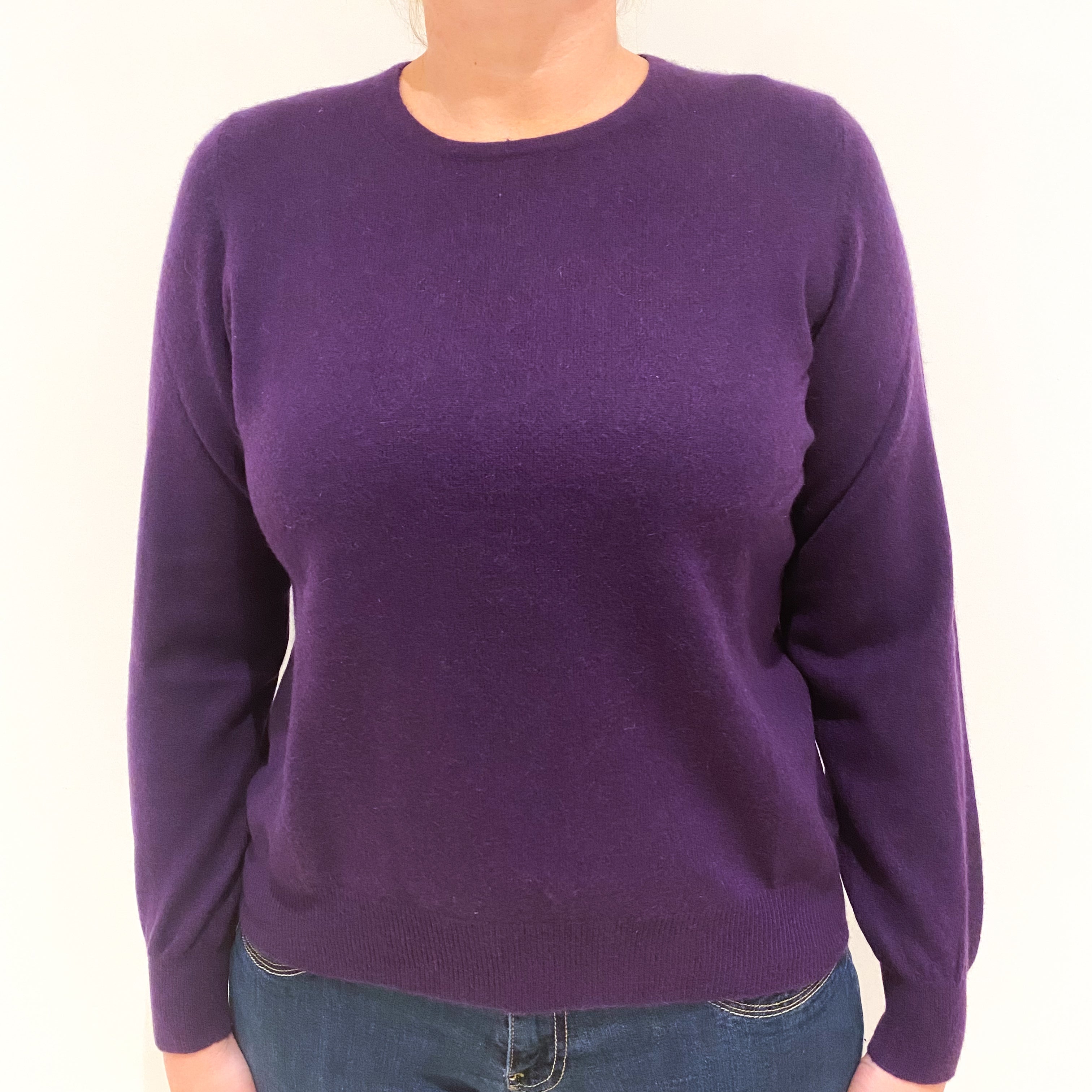 Iris Purple Cashmere Crew Neck Jumper Large