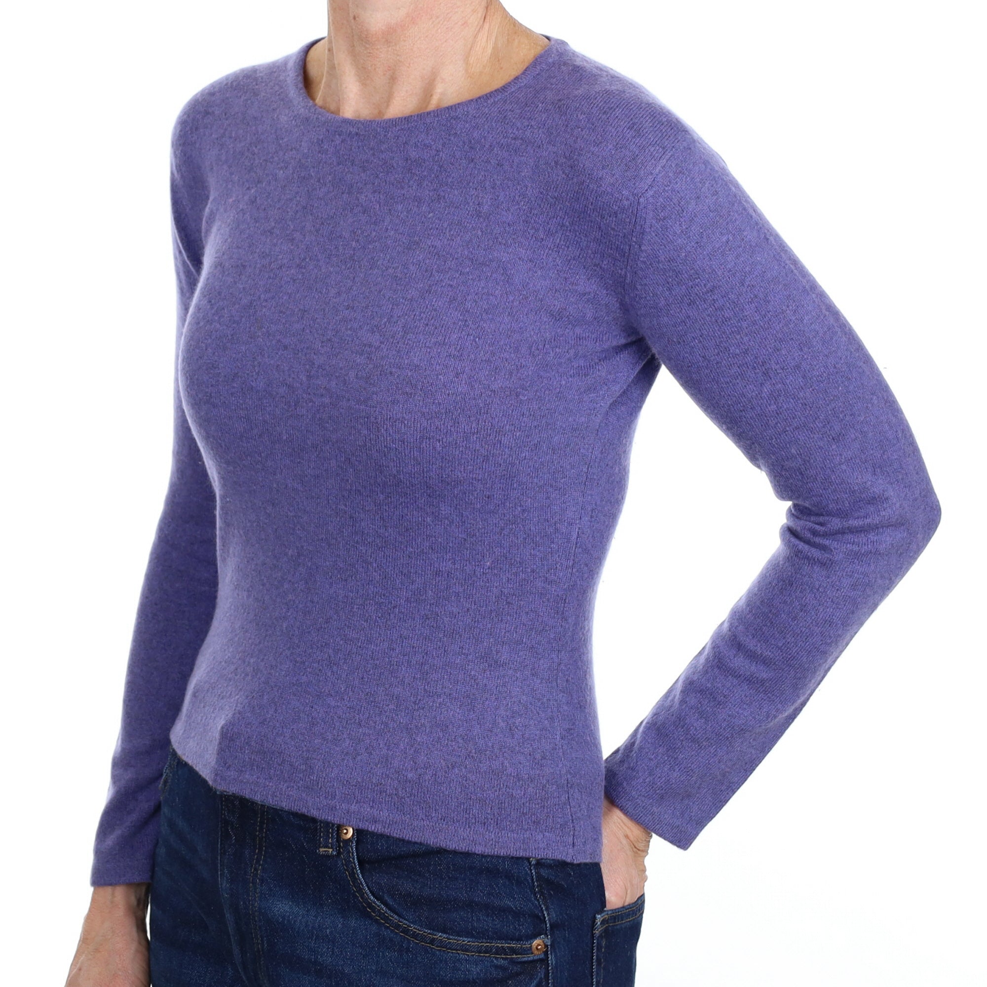 Amethyst Purple Cashmere Crew Neck Jumper Small