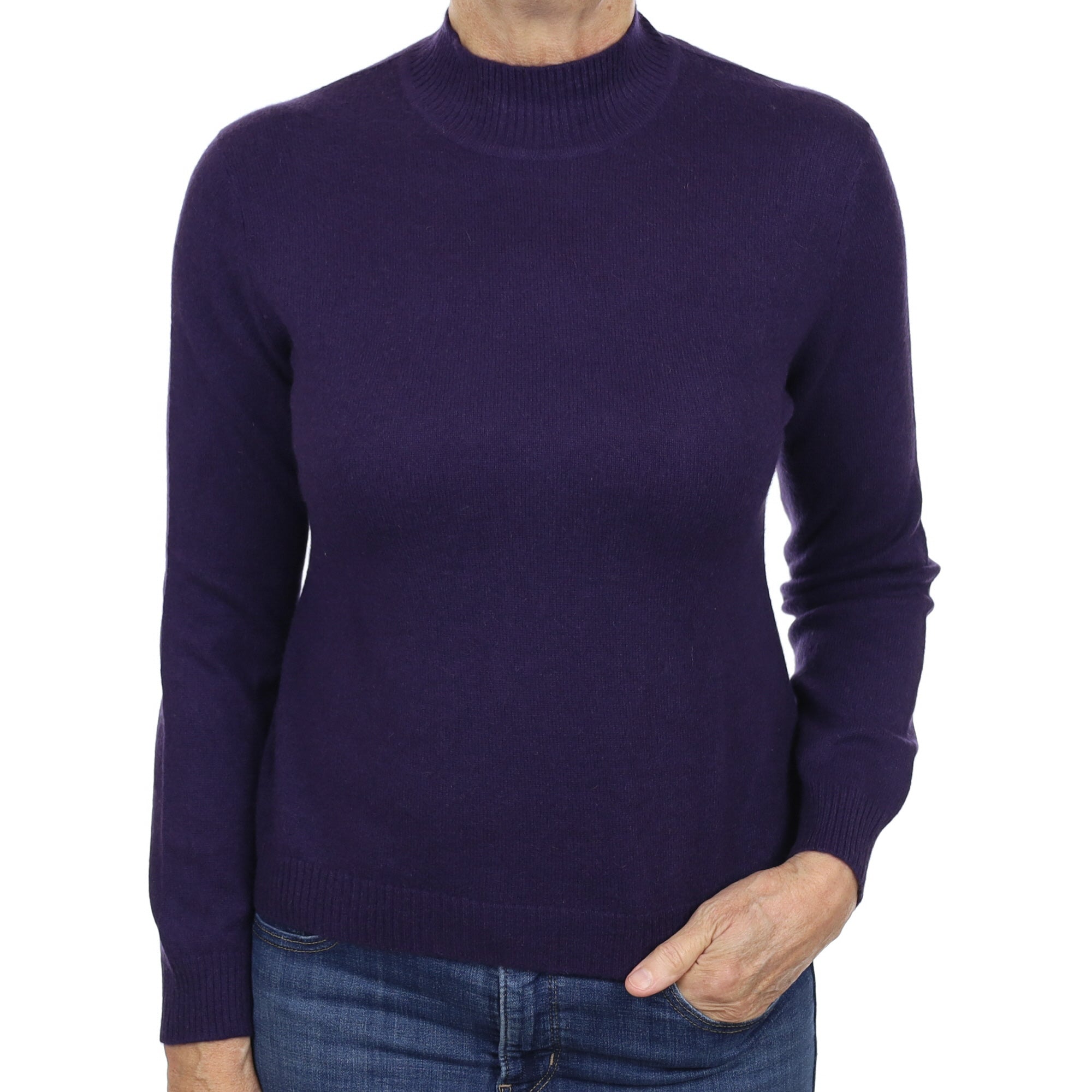 Deep Purple Cashmere Turtle Neck Jumper Medium