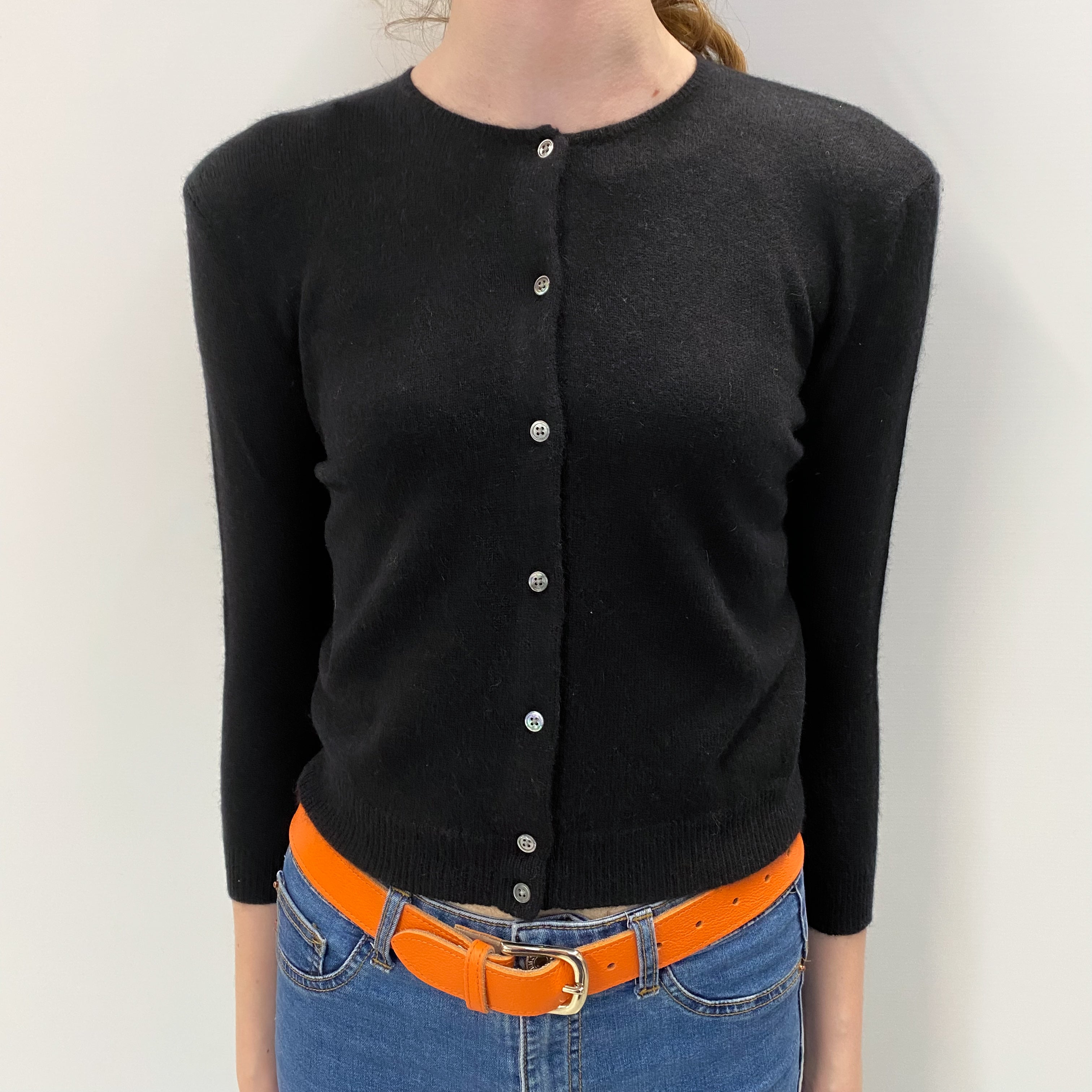 Black Cashmere Crew Cardigan Extra Small
