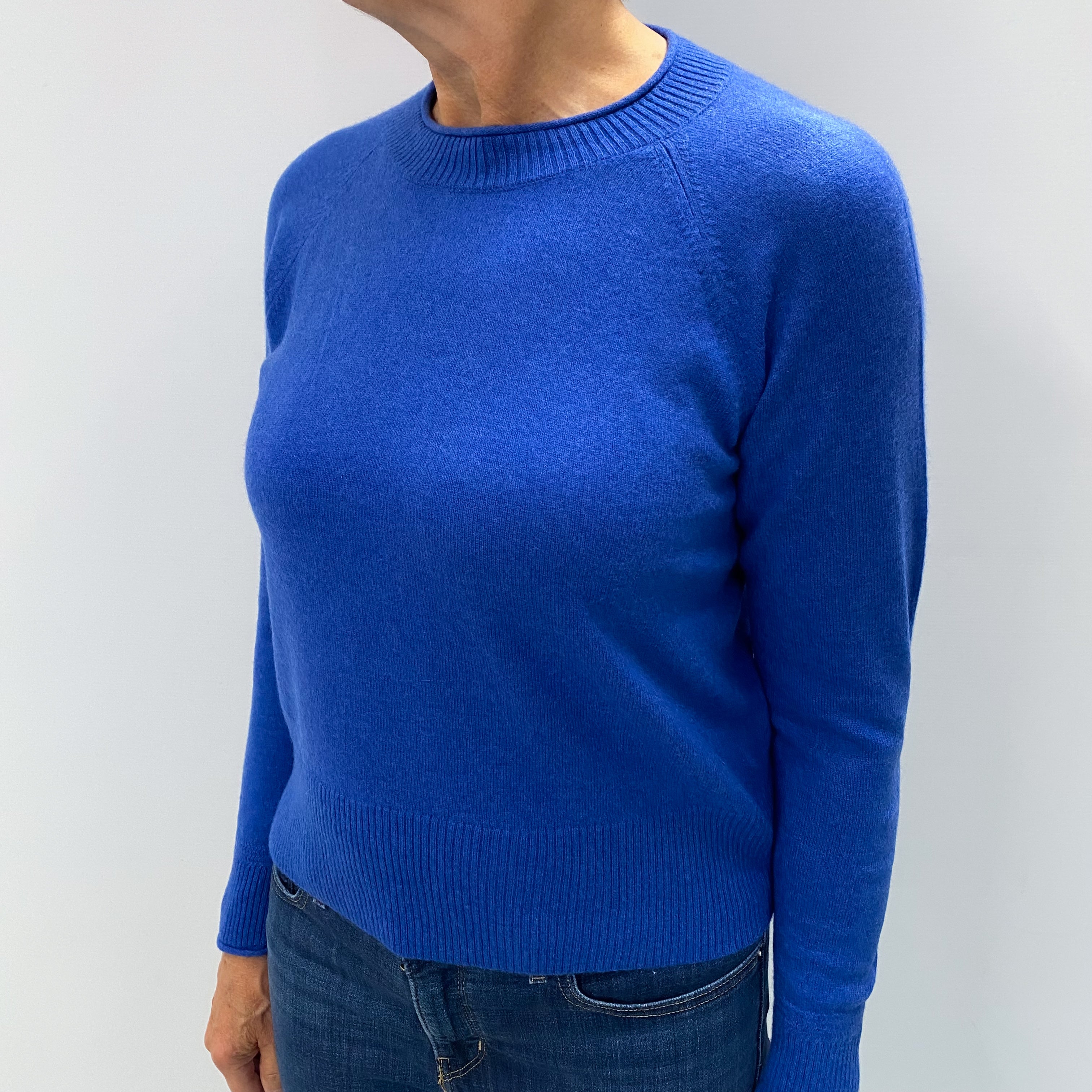 Cobalt Blue Cashmere Crew Neck Jumper Medium