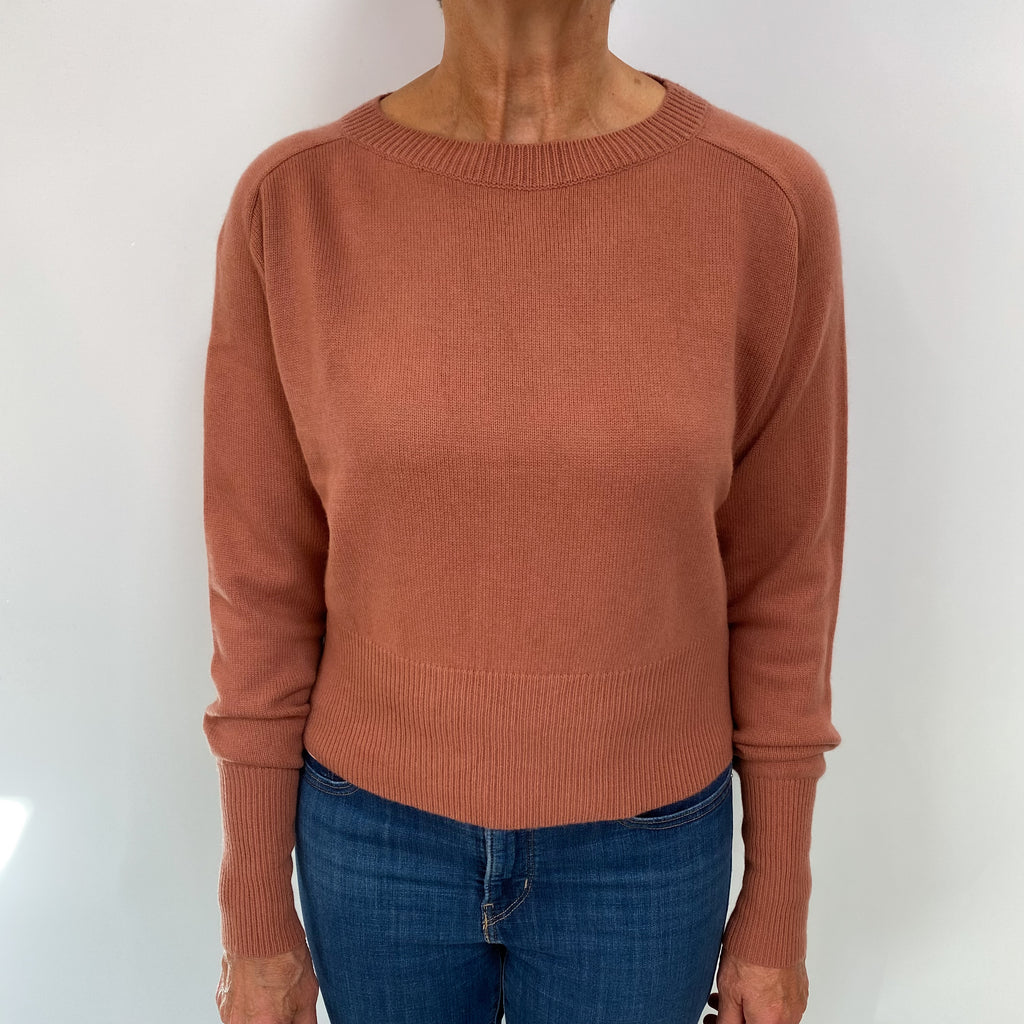 Theory Terracotta Pink Cashmere Boat Neck Jumper Medium