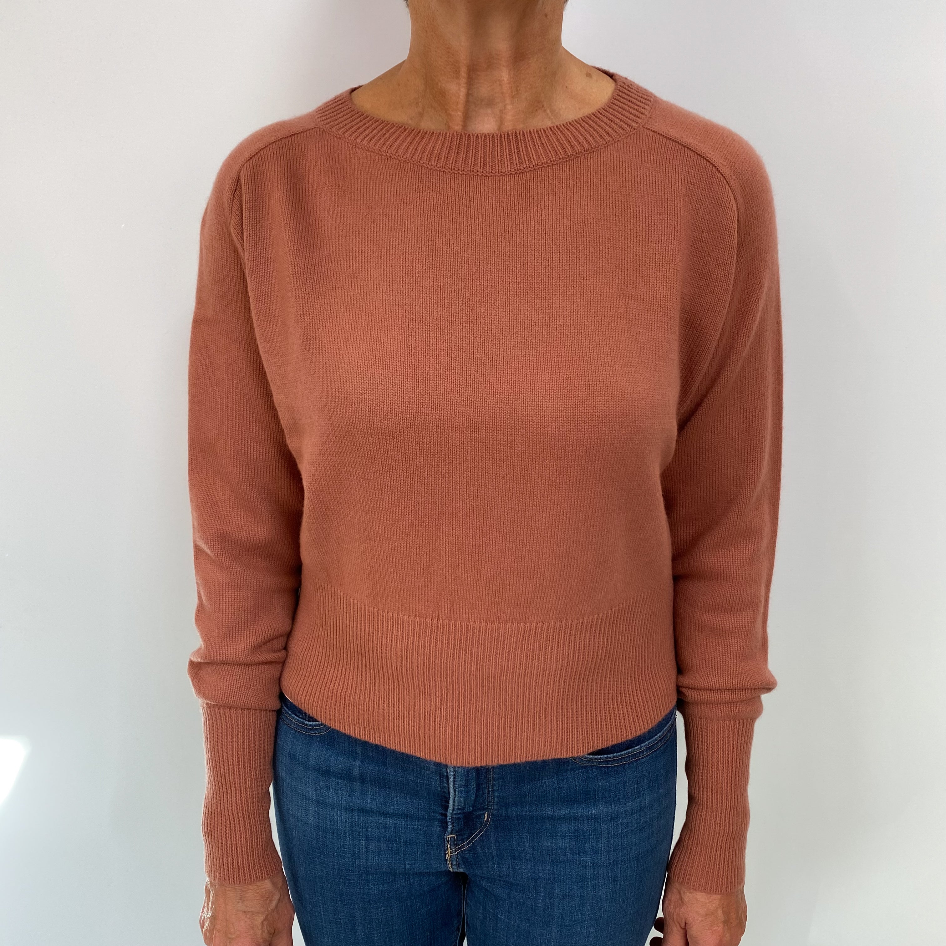 Theory Terracotta Pink Cashmere Boat Neck Jumper Medium
