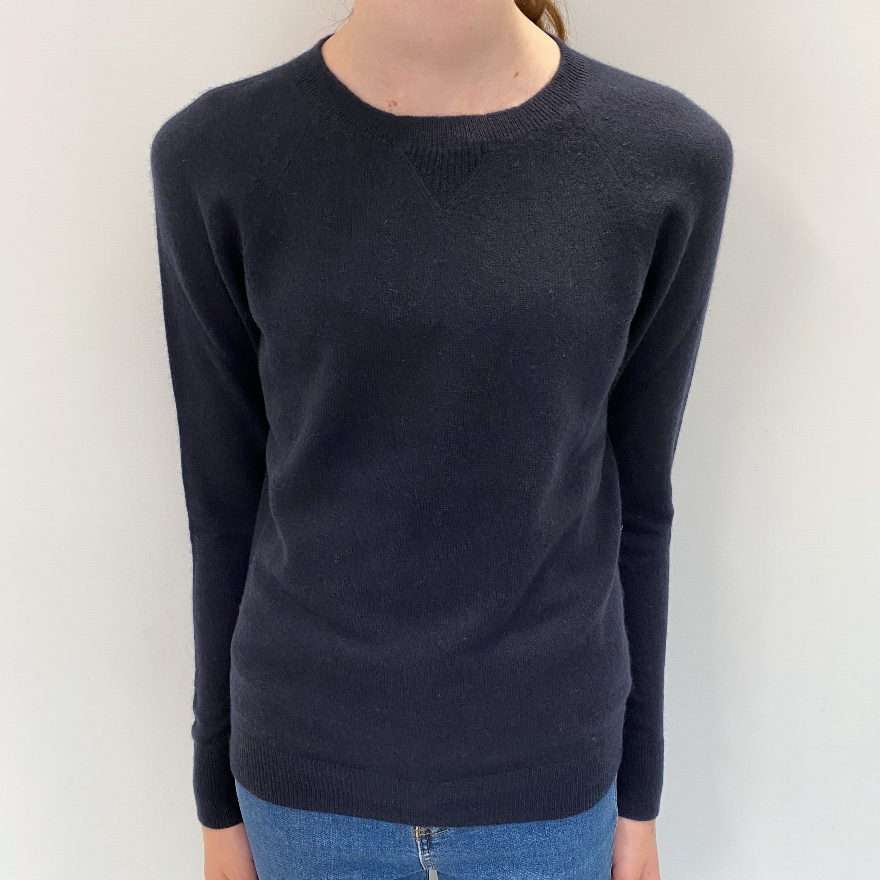Dark Navy Cashmere Crew Neck Jumper Extra Small