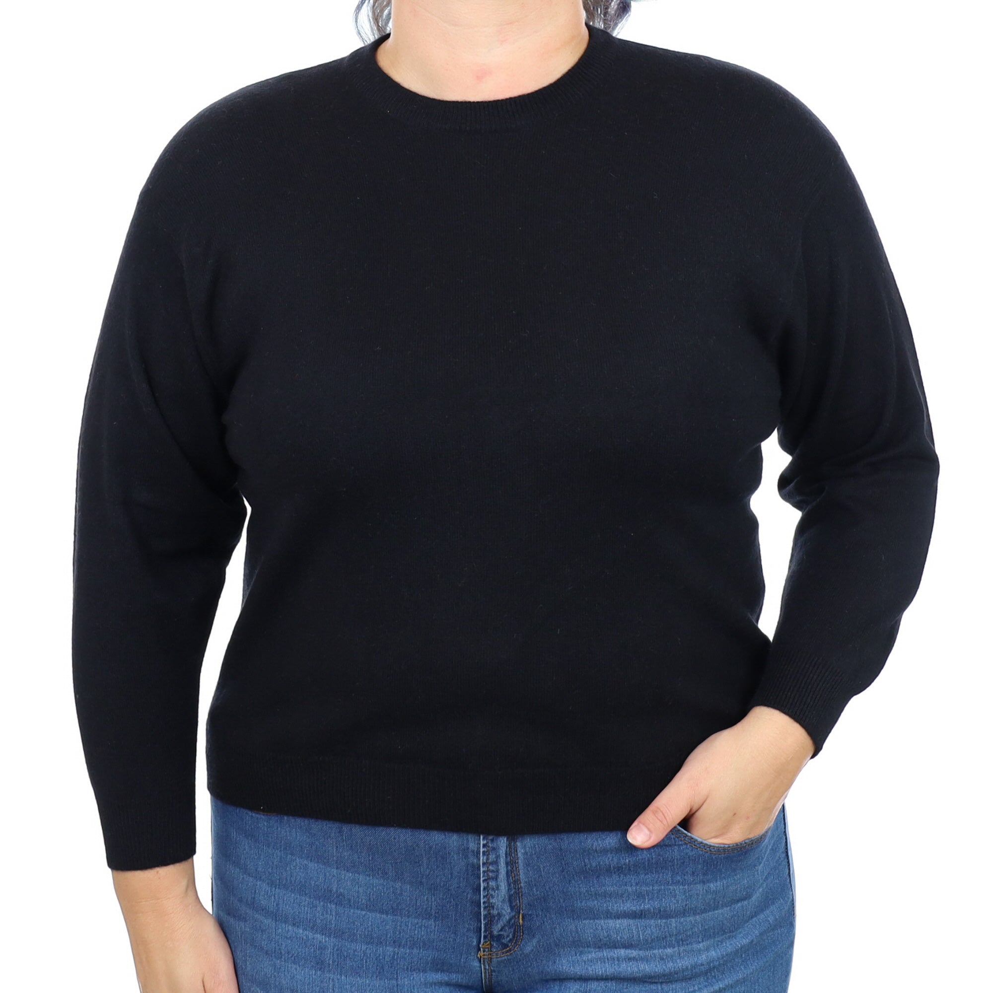 Black Cashmere Crew Neck Jumper Large