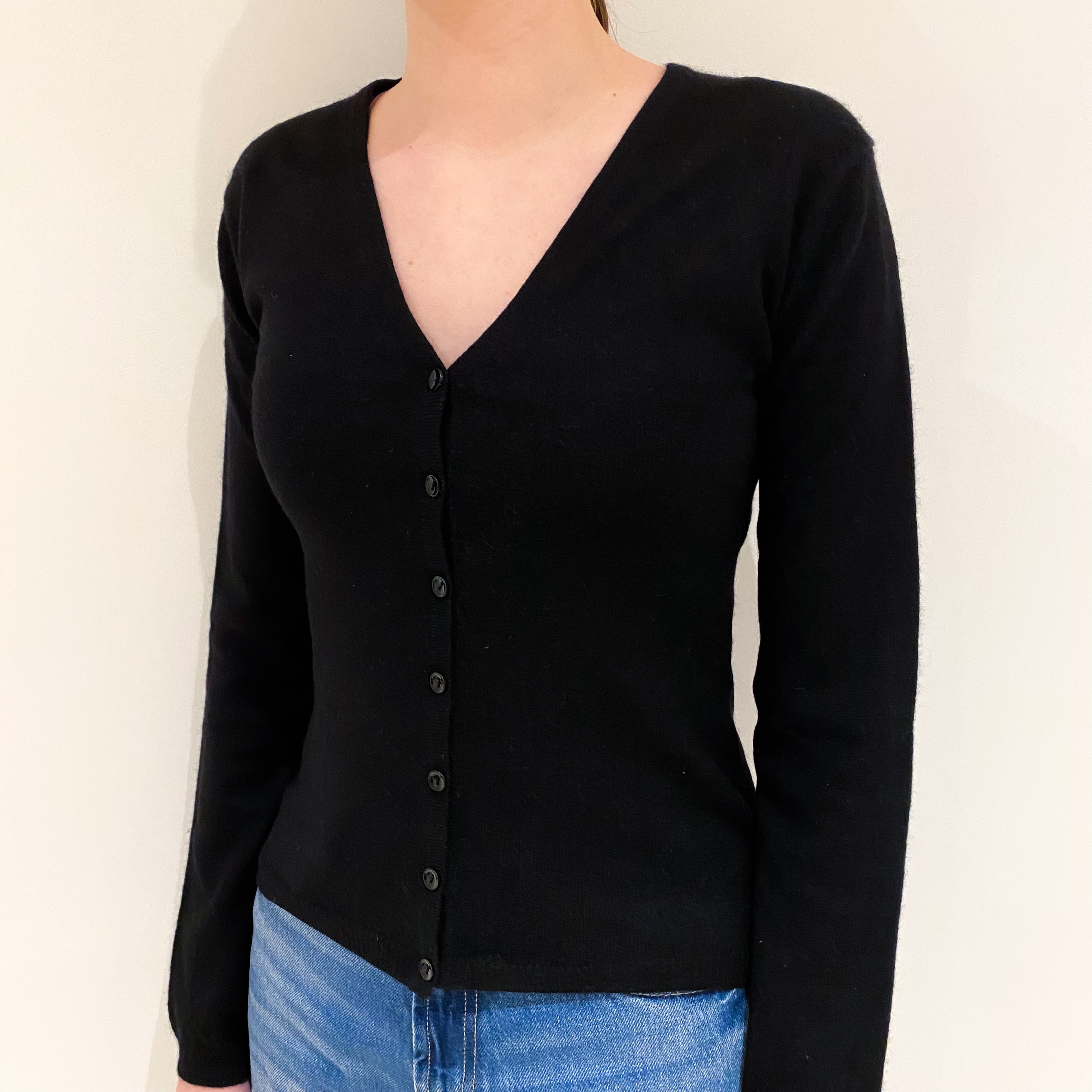 Black Cashmere V Neck Cardigan Extra Small